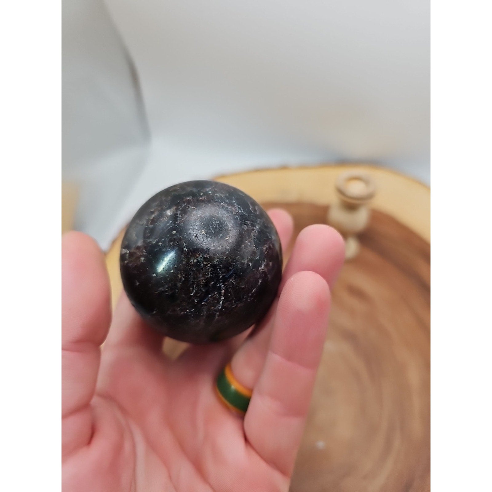 Arfvedsonite Garnet Sphere 276g With Stand by CrystalCloud Company