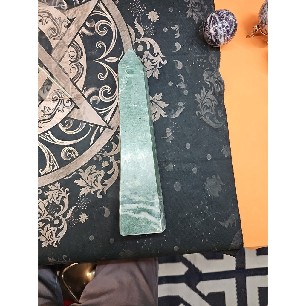 4.69lbs 12in Tall Green Jasper Crystal Point Tower Healing by CrystalCloud Company