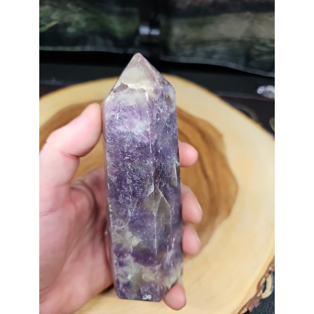 1ea Natural Purple Mica Lepidolite Crystal Point Tower Africa 479g by CrystalCloud Company
