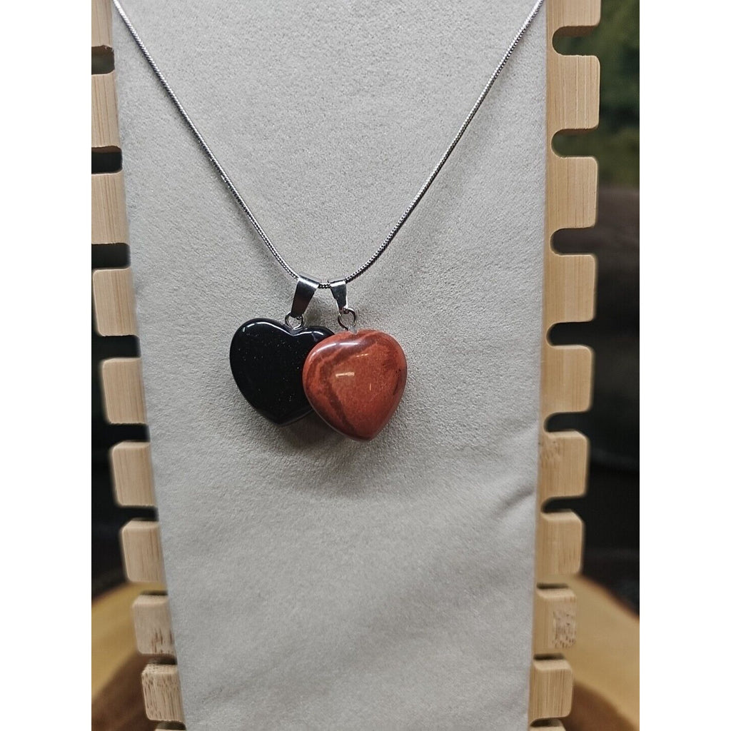 Pendant Necklace 16in Silver Chain Agate Heart by CrystalCloud Company