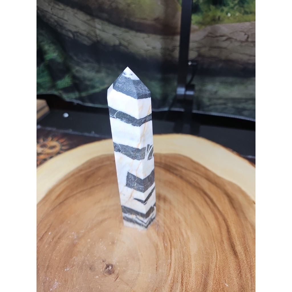 Zebra Stone Tower 341g 6in Tall by CrystalCloud Company