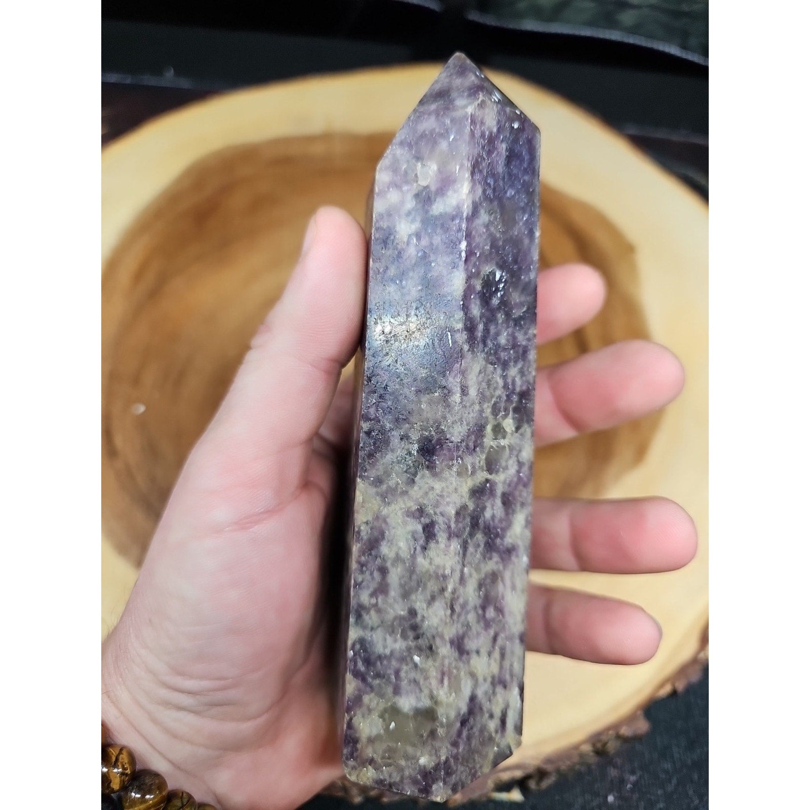 1ea Natural Purple Mica Lepidolite Crystal Point Tower Africa 505g by CrystalCloud Company