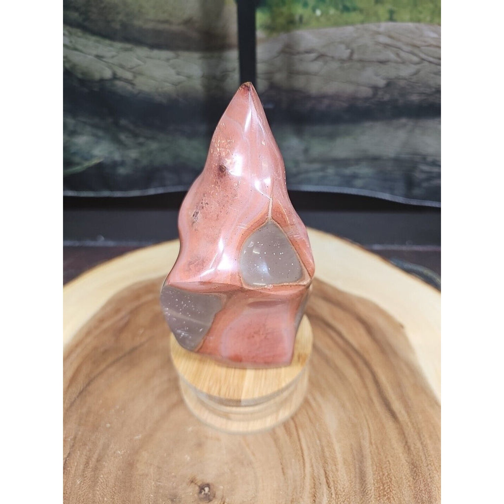 1.25LB 1Pcs Natural Polychrome Ocean Jasper Crystal Flame Point Carved Healing by CrystalCloud Company