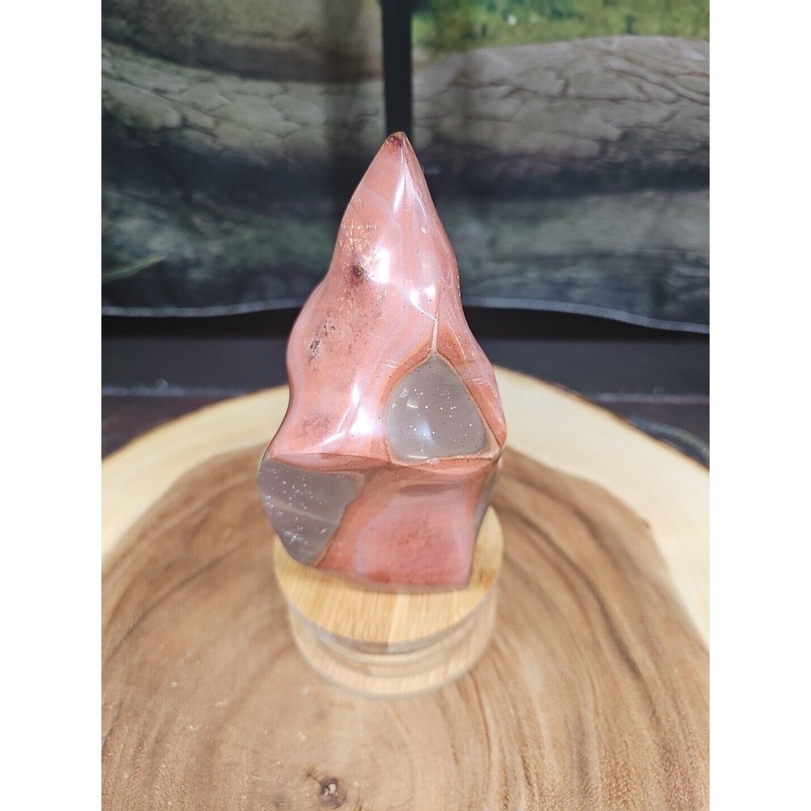 1.25LB 1Pcs Natural Polychrome Ocean Jasper Crystal Flame Point Carved Healing by CrystalCloud Company