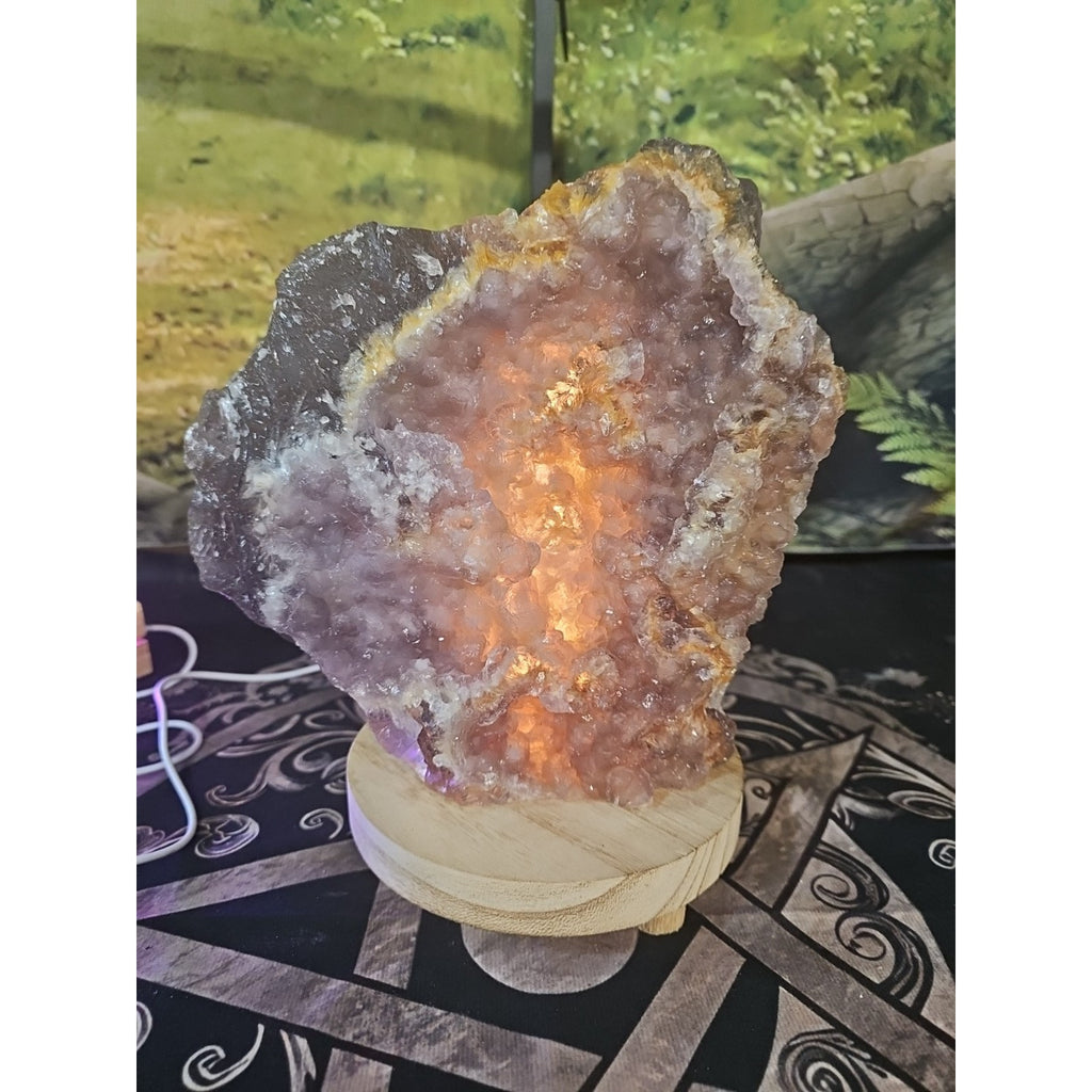 11.9LB Natural fluorite quartz crystal Cluster specimen W/led Back Light Stand by CrystalCloud Company