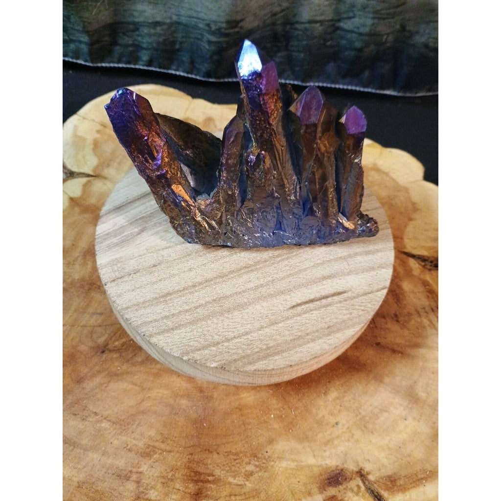 Rainbow Aqua Aura Quartz Crystal Cluster — 1.2 lbs, Titanium Coated | CrystalCloud Company by CrystalCloud Company