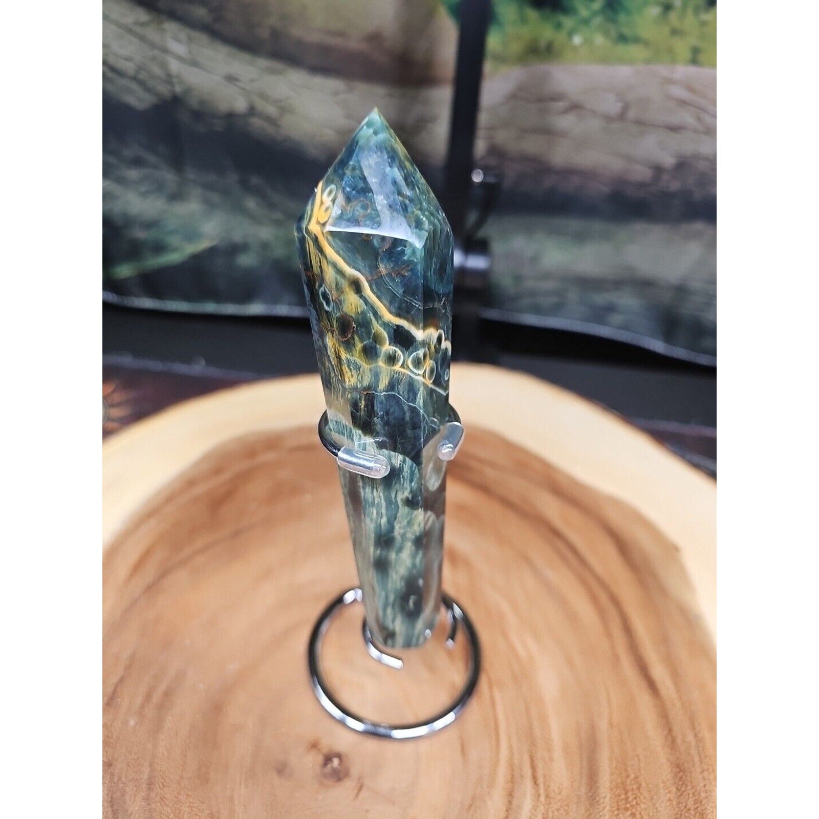 Moss Agate Generator W/Stand 220grams by CrystalCloud Company