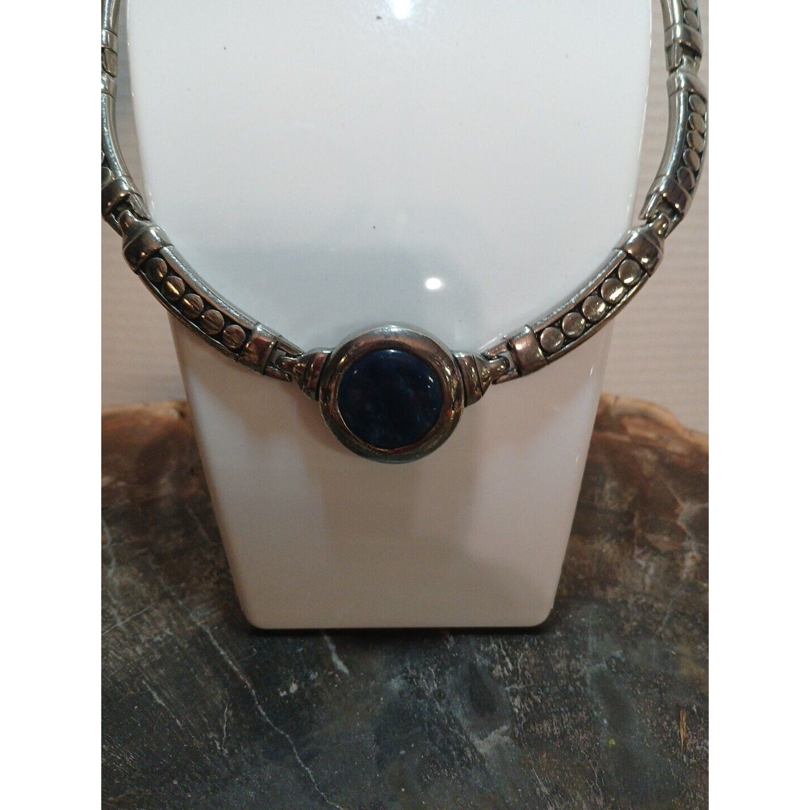 Silver Plated Necklace with Natural Stone Pendant by CrystalCloud Company