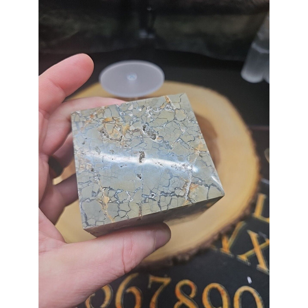 1.87LB 1Pcs Natural Ocean Jasper Onyx Quartz Crystal Geode Square Heptahedron by CrystalCloud Company