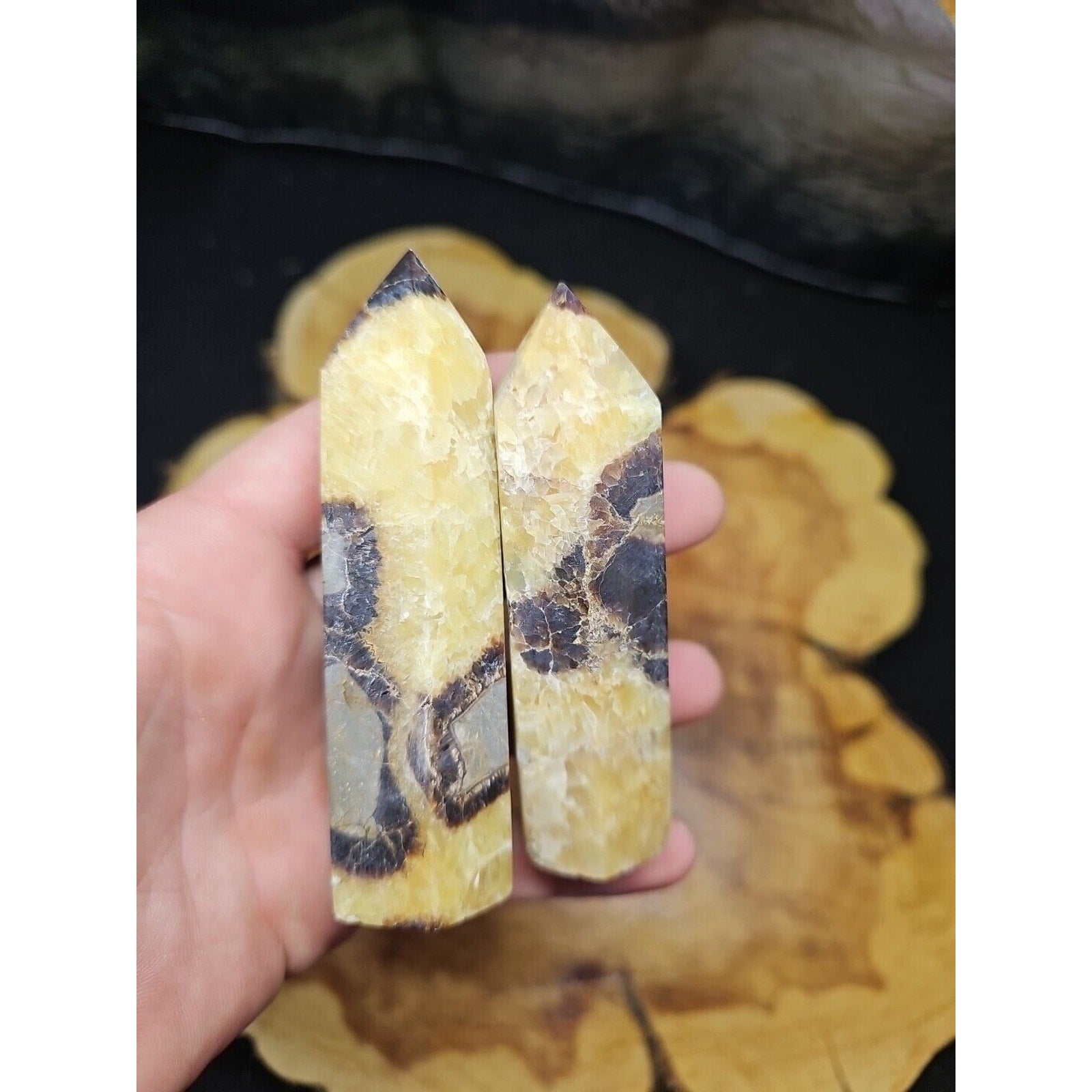 .59LB 2Pcs Natural Dragon Septarian Geode Quartz Cluster Crystal Point Healing by CrystalCloud Company