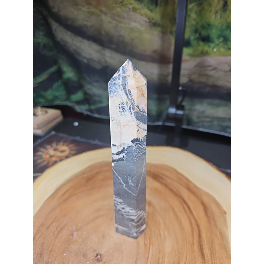Zebra Stone Tower 390g 7.3/4 In Tall by CrystalCloud Company