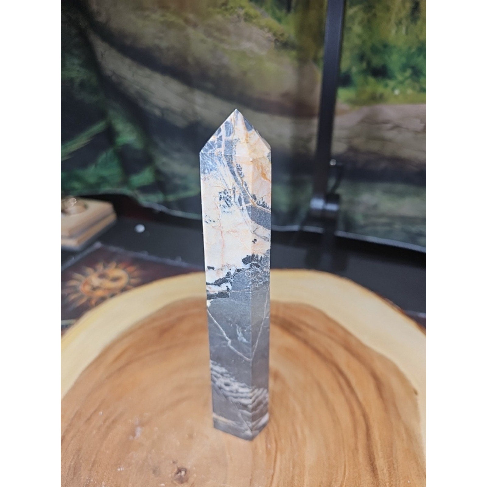 Zebra Stone Tower 390g 7.3/4 In Tall by CrystalCloud Company