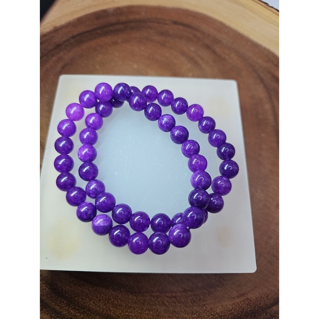 8mm Amethyst Bead Handmade Stretch Bracelet NWT - 7" by CrystalCloud Company