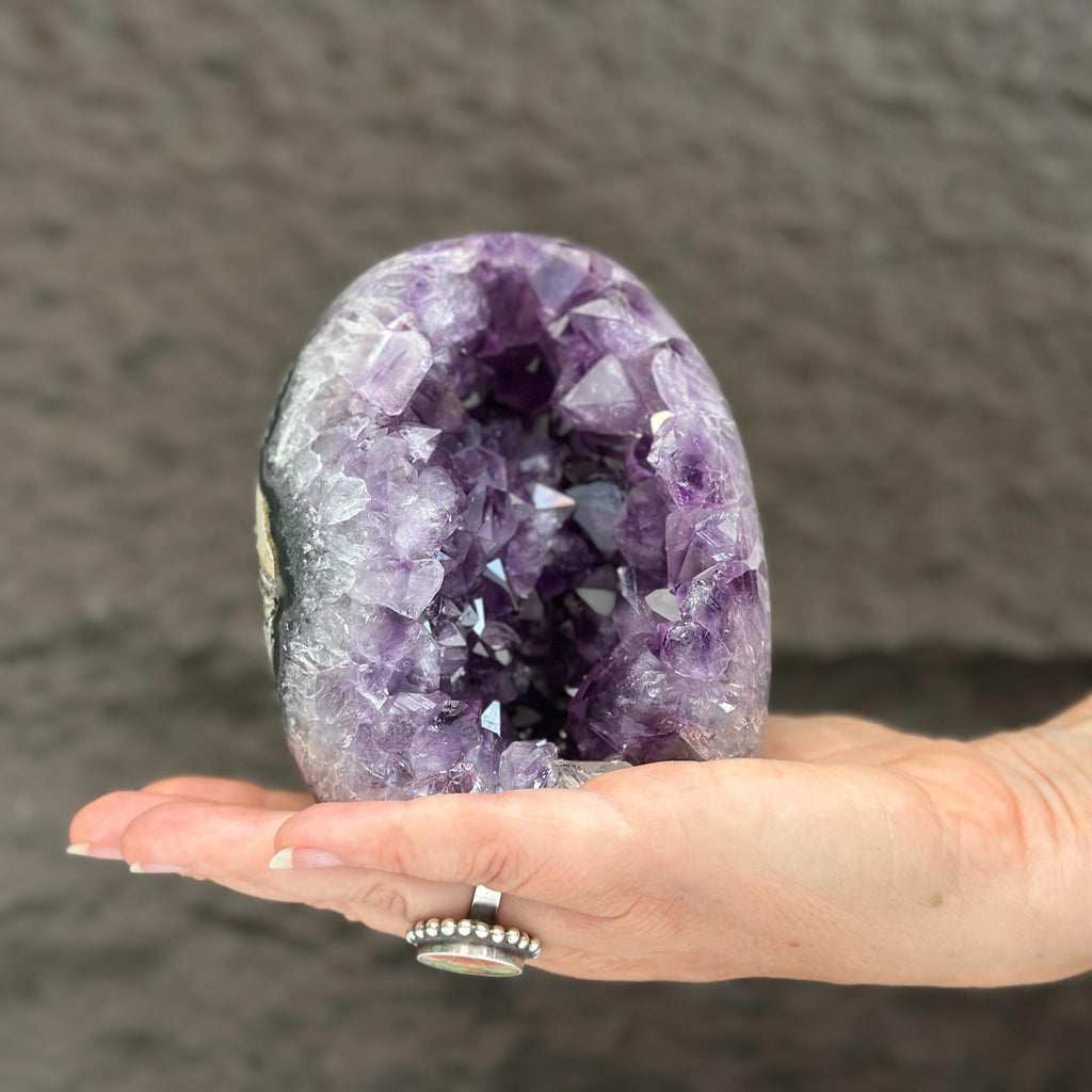 Oval Amethyst and Agate and Quartz Crystal Egg