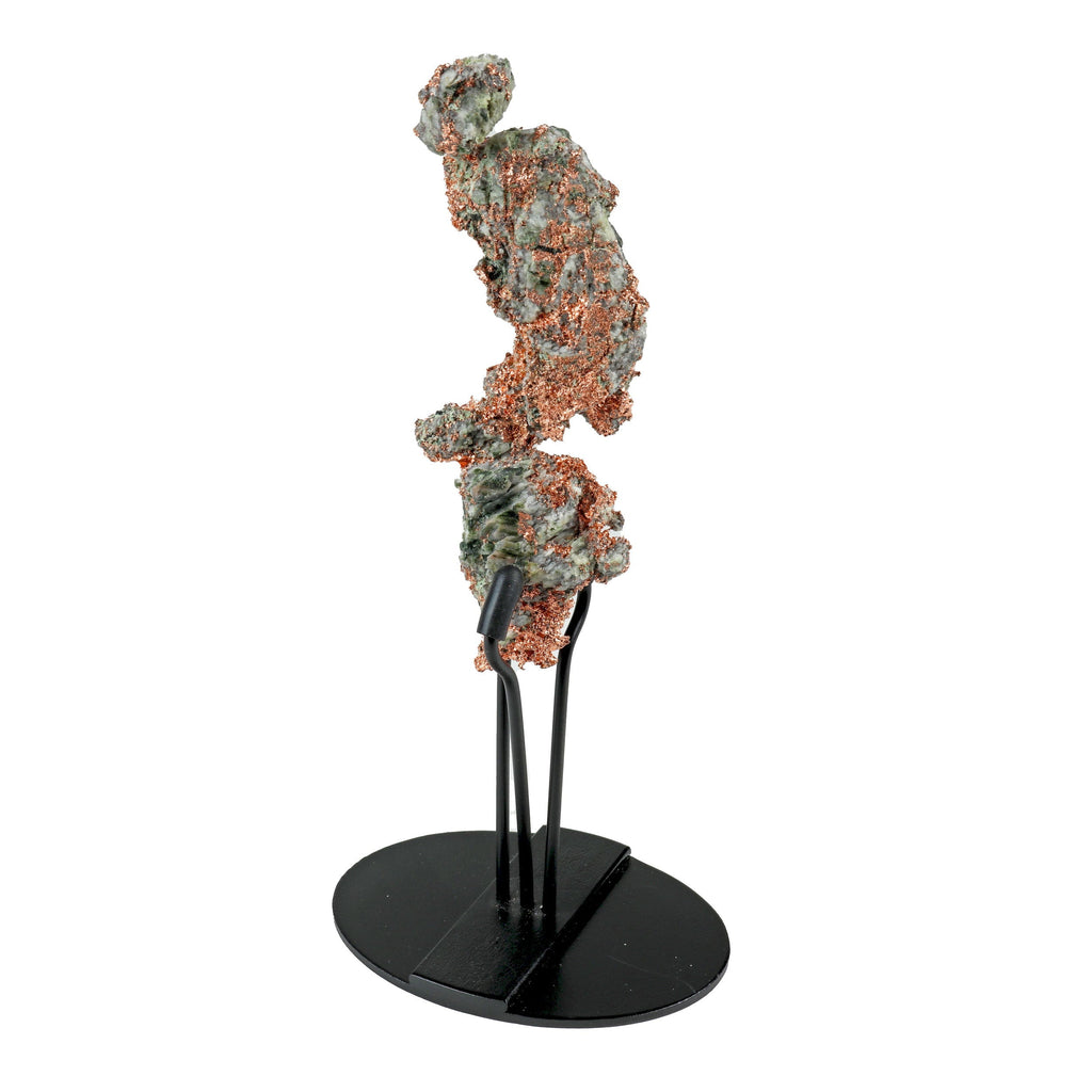 Michigan Native Copper in 3 - Pronged Tension Fit Stand with Crystallization on Surface