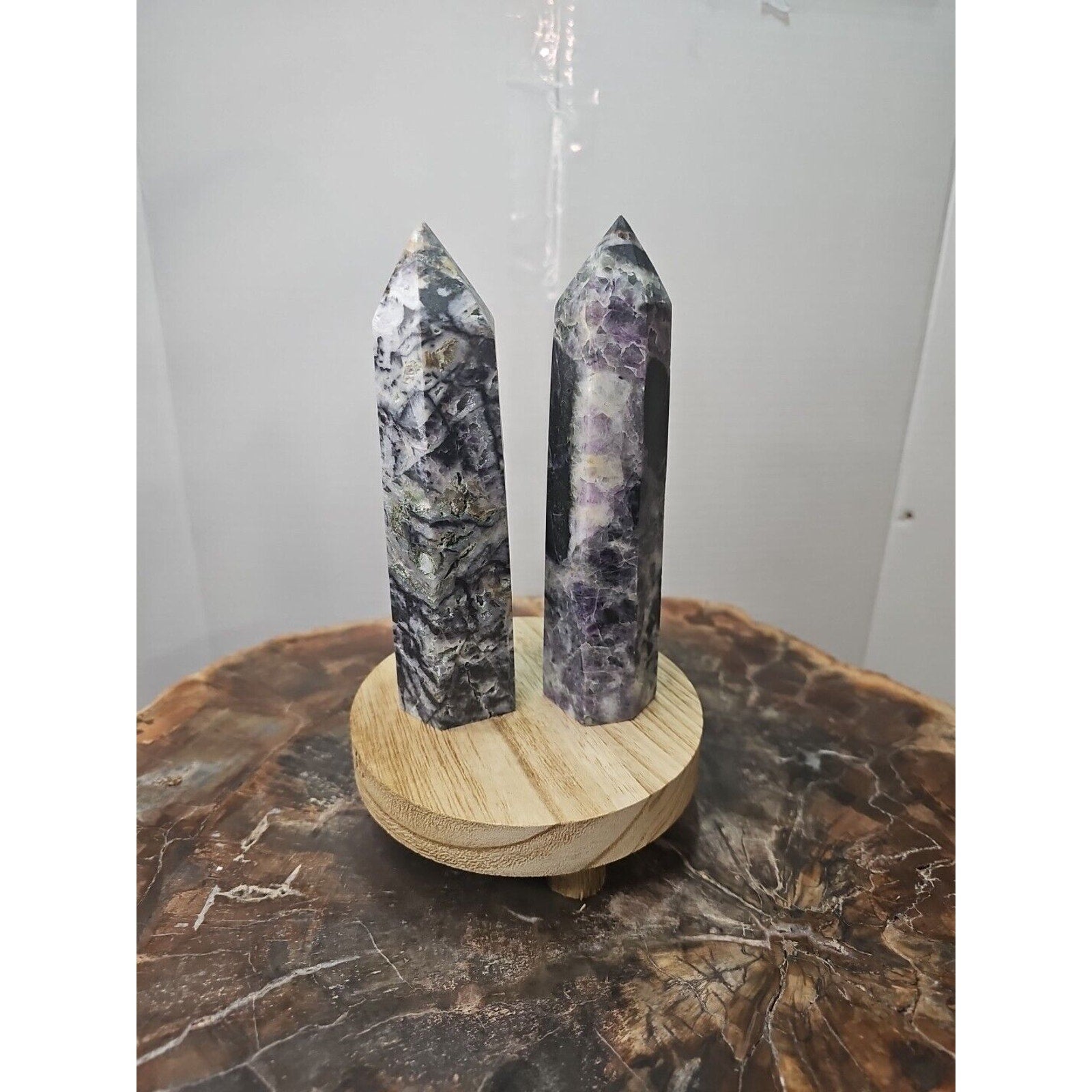 2Pcs Natural Purple Fluorite Quartz Crystal Point Tower Polished by CrystalCloud Company