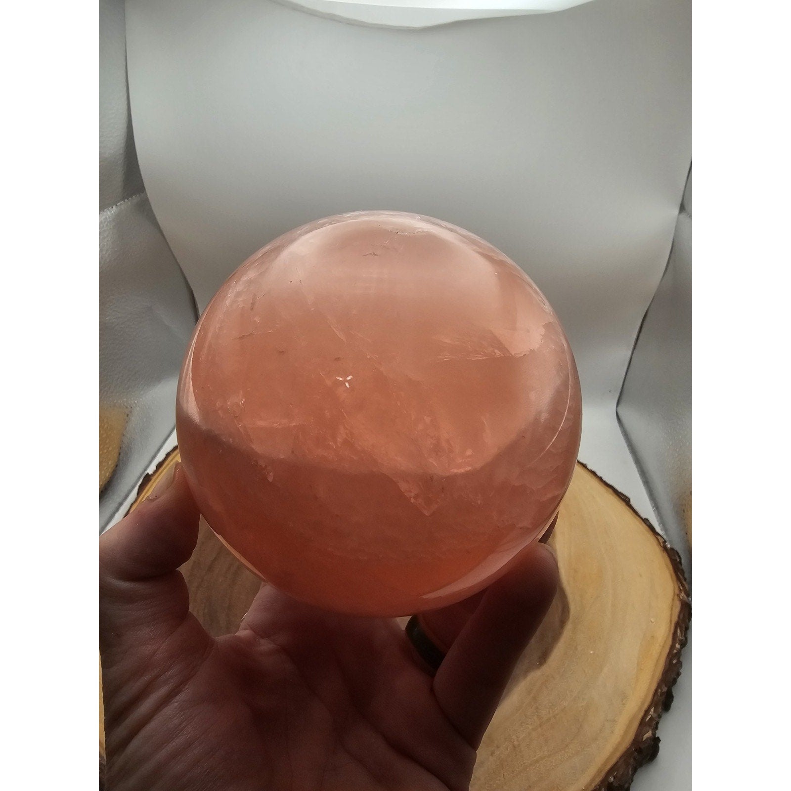 3.85lb Natural Pink Rose Quartz Crystal Sphere 98-107mm W/stand by CrystalCloud Company