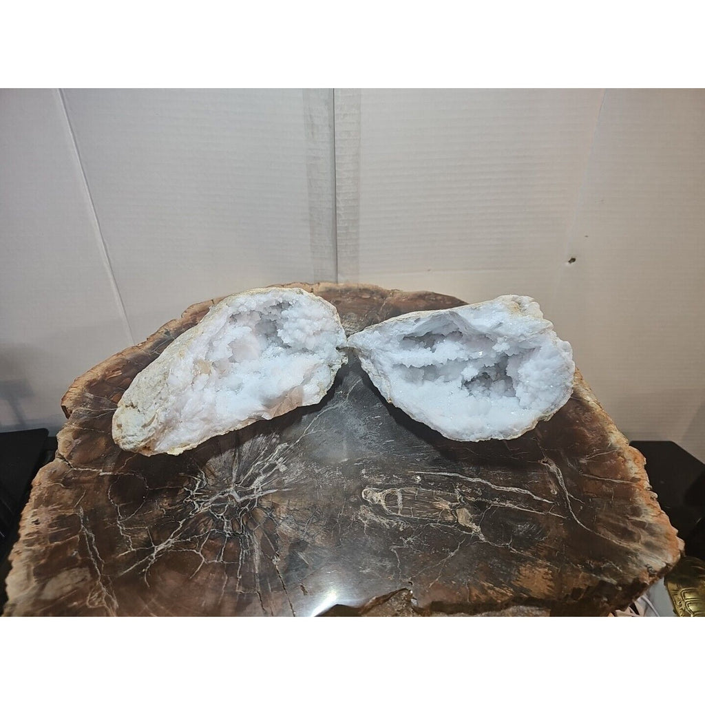Moroccan Quartz Geode Pair with Display Stands — 3.88 lbs | CrystalCloud Company by CrystalCloud Company