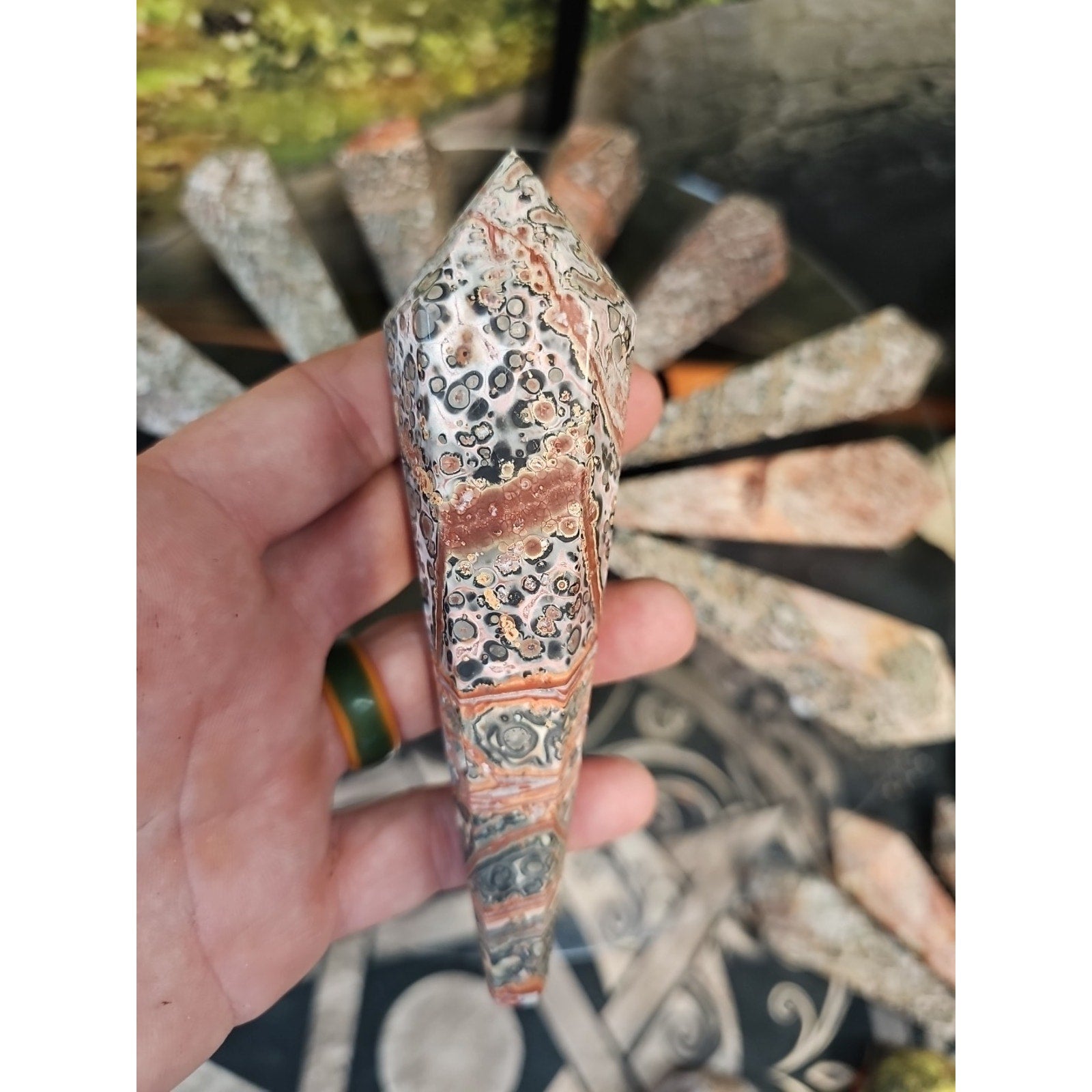 Natural Leopard Skin Jasper Crystal Scepter .30+ Avg 1 Each by CrystalCloud Company