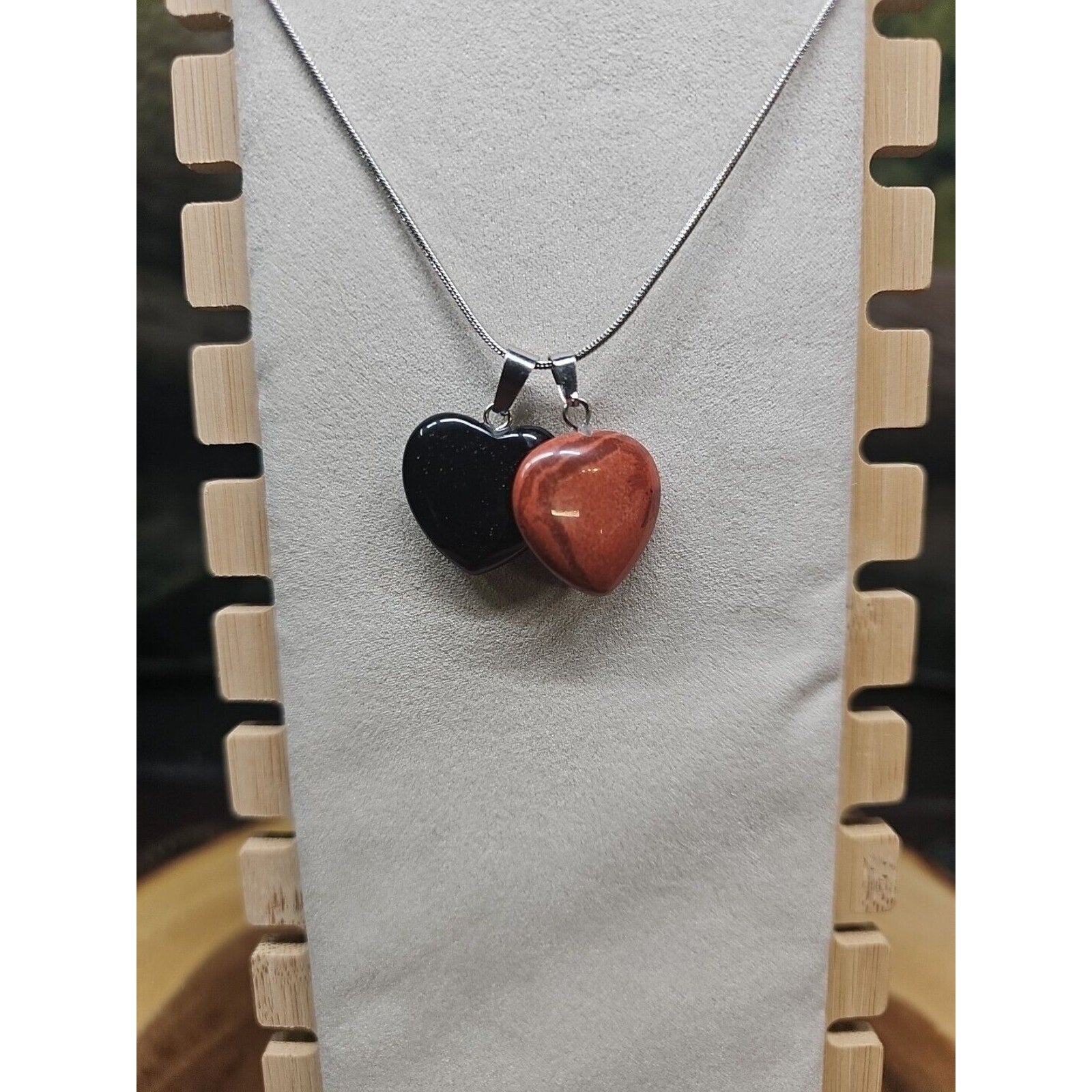 Pendant Necklace 16in Silver Chain Agate Heart by CrystalCloud Company