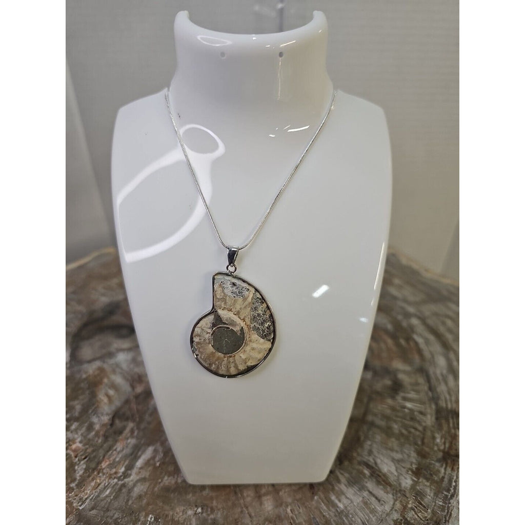 Ammonite Necklace Handmade 1 Pcs With 18in Silver Chain by CrystalCloud Company