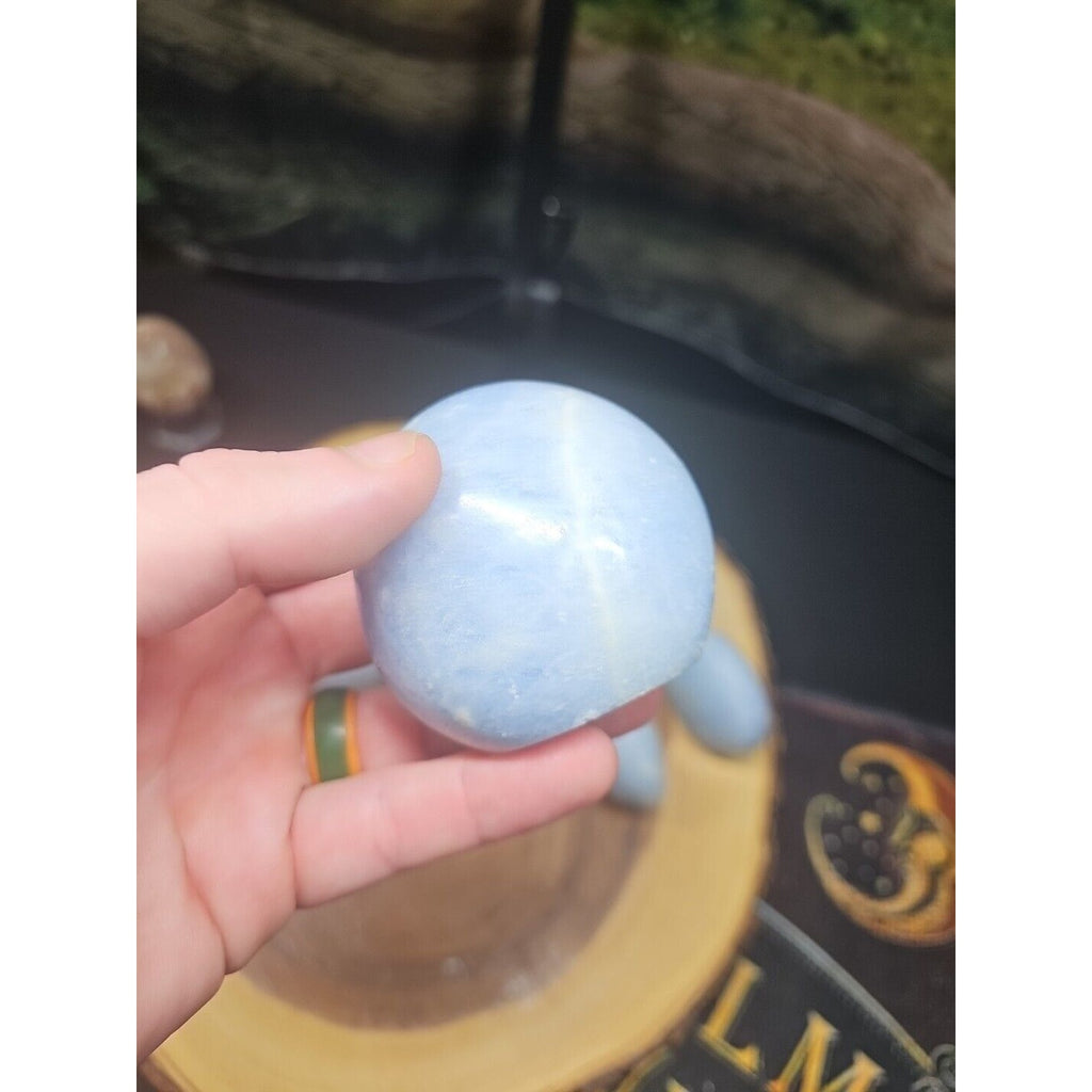 Baby Blue Celestite Crystal Palm Stones — 1 lb, 2-Piece Set from Brazil | CrystalCloud Company by CrystalCloud Company