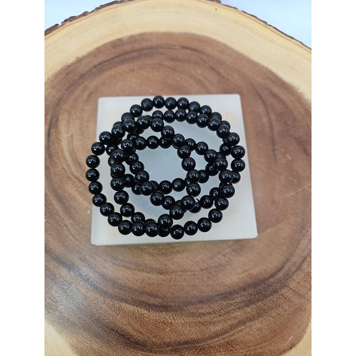 1 Black Quartz Crystal Bracelet 8mm Handmade by CrystalCloud Company