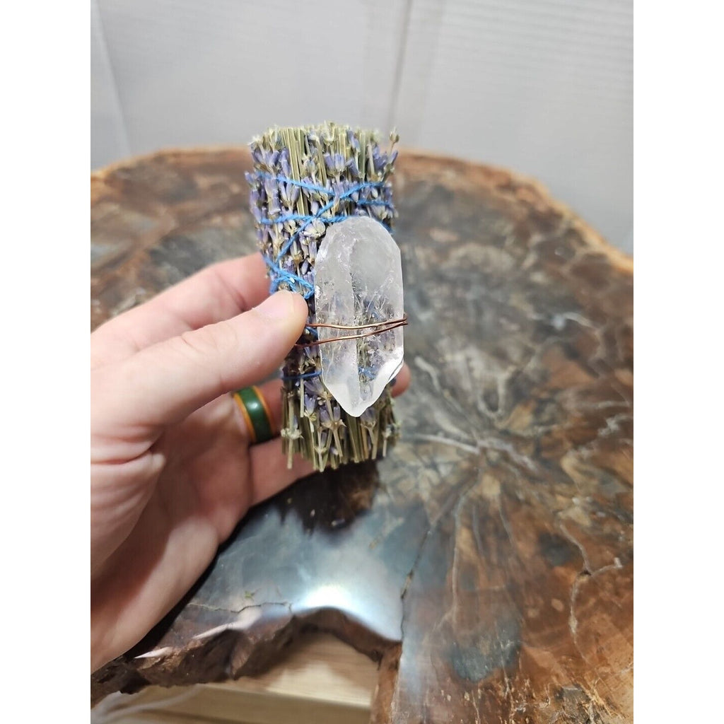 Lavender wrapped crystal W/ Huge White Quartz Healing by CrystalCloud Company