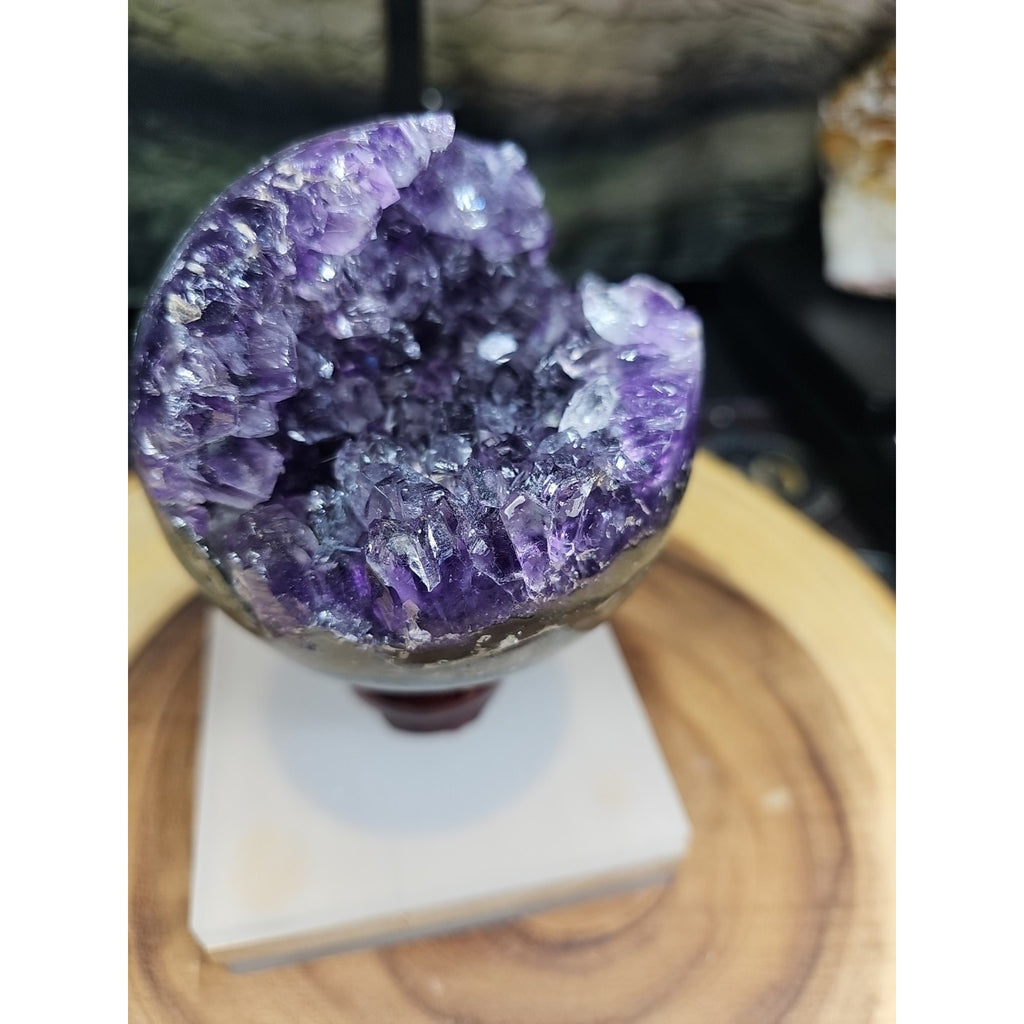 1.92LB Natural Purple Crystal Cave Quartz Open Crystal Ball Spiritual Healing by CrystalCloud Company