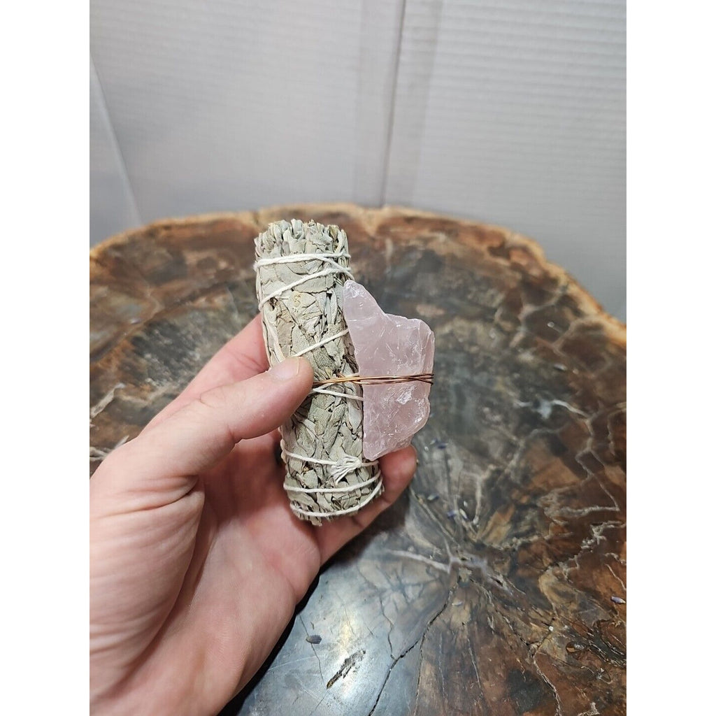 Sage & Rose Quartz Healing Crystal Bundle — Smudge Gift Set | CrystalCloud Company by CrystalCloud Company