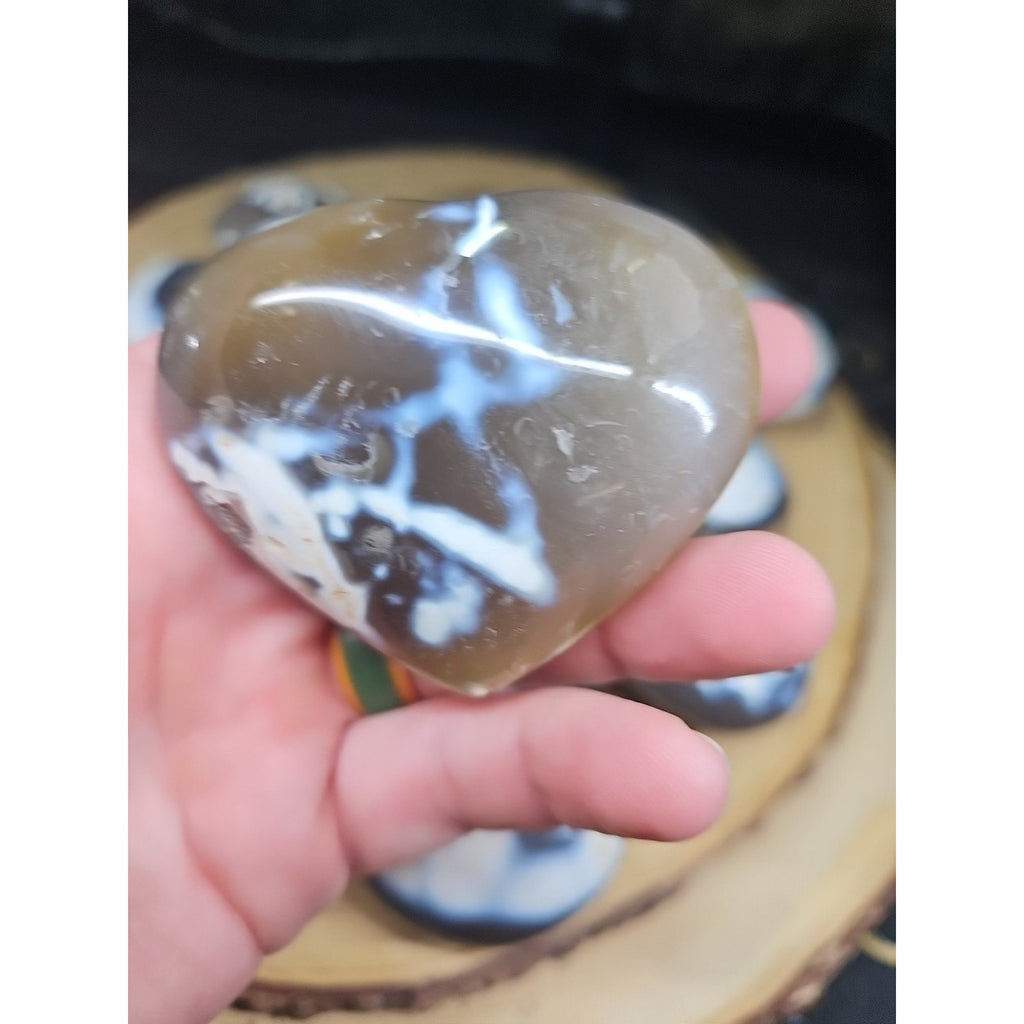 1each Natural Orca Agate Killer Whale Carnelian Crystal Heart Palm Healing by CrystalCloud Company