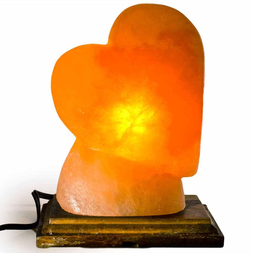 Heart Shaped Salt Lamp - 10" avg. - Cord, Bulb, Dimmer by Sacred Crystals