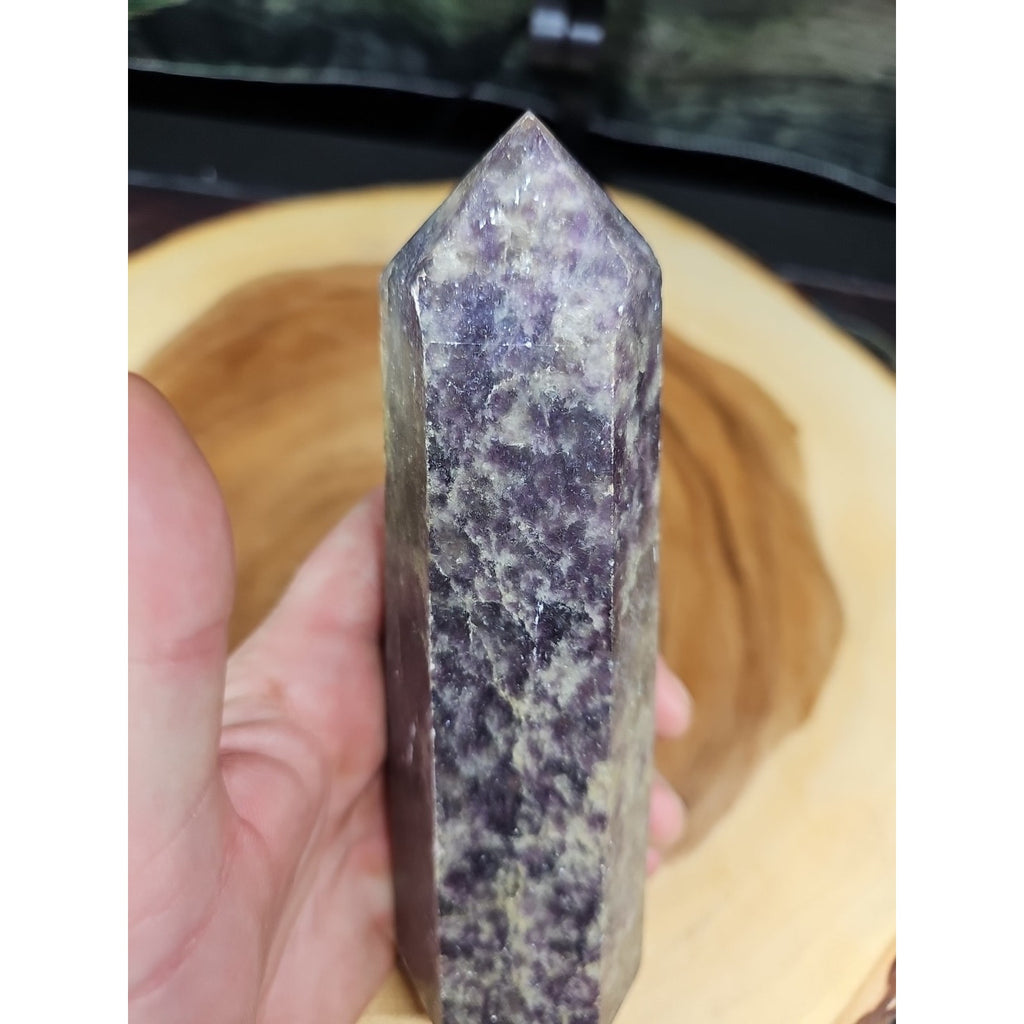 1ea Natural Purple Mica Lepidolite Crystal Point Tower Africa 505g by CrystalCloud Company