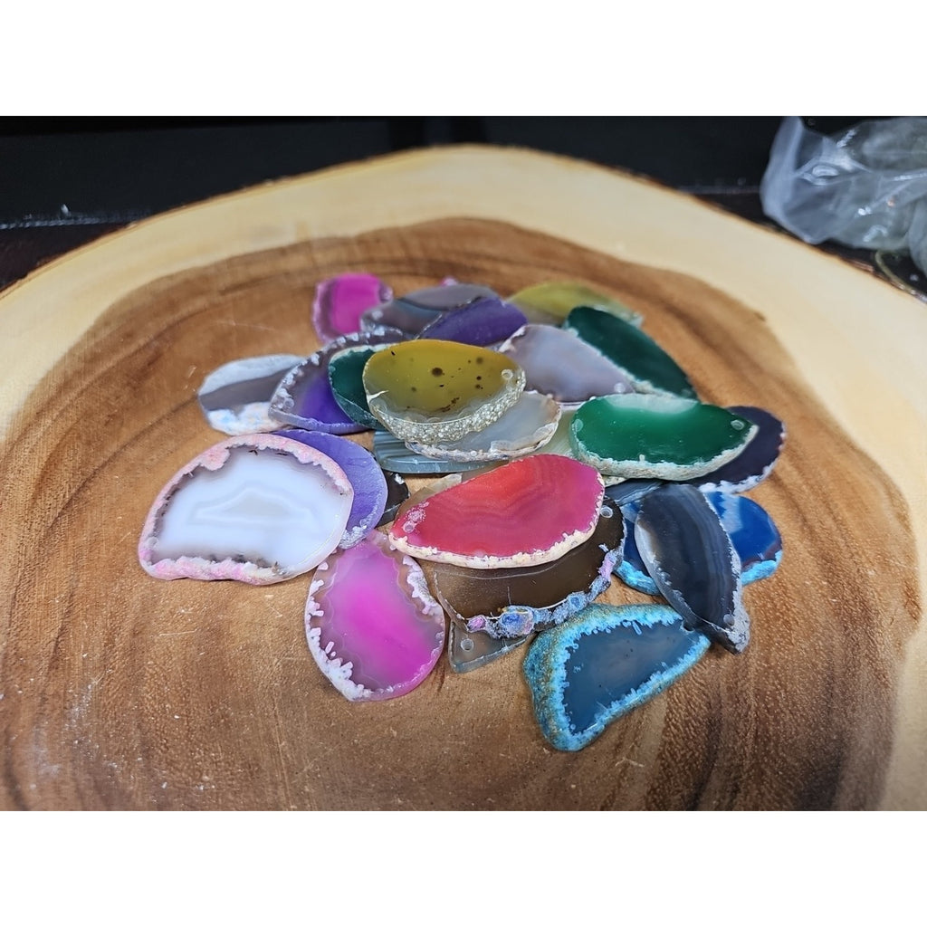 10 agate slices lot W/hole For Pendant by CrystalCloud Company