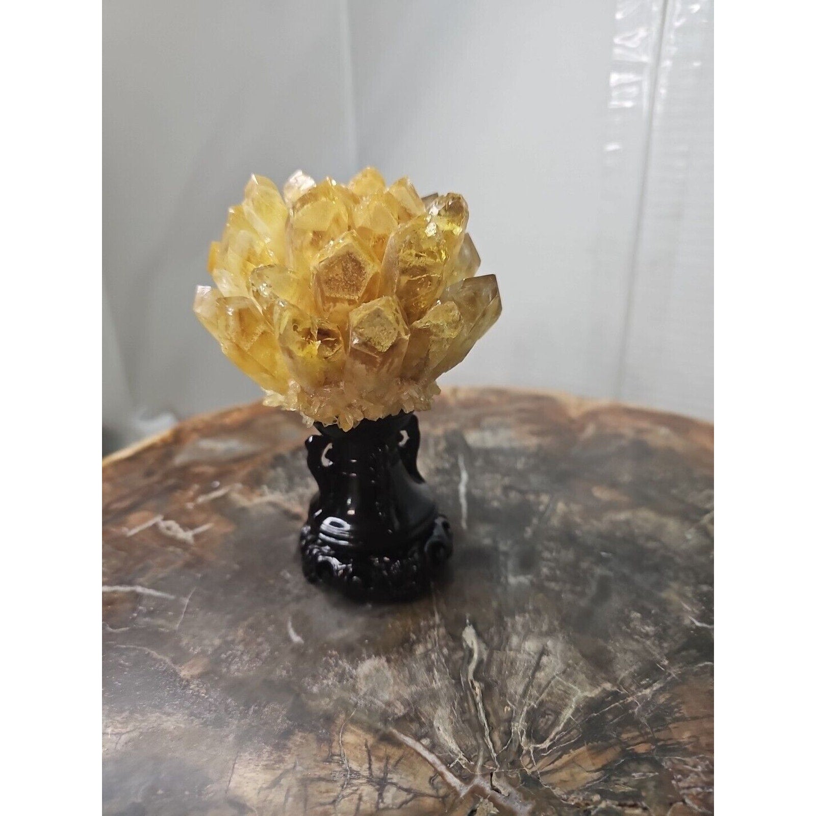 1.12LB Yellow Phantom Quartz Crystal Cluster Mineral Specimen W/Stand by CrystalCloud Company
