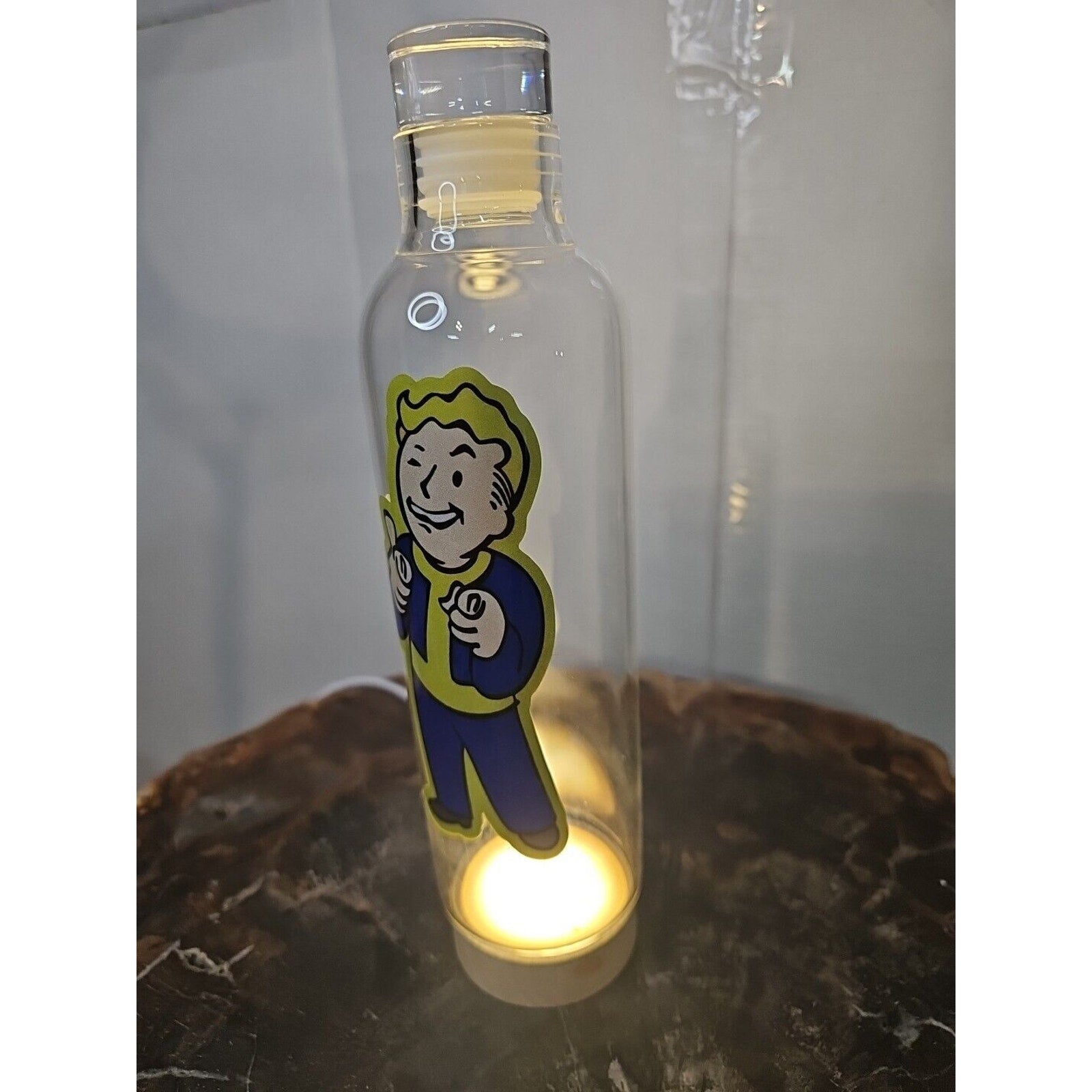18oz Leak Proof Borosilicate glass bottle with caps BPA Free W/Fallout Boy Logo by CrystalCloud Company