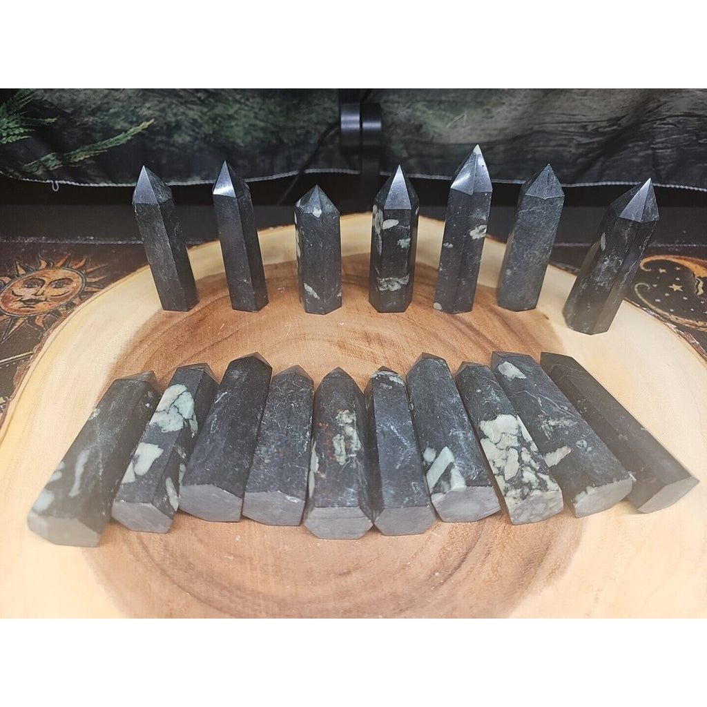.74lbs Avg 4Pcs Natural Plum Blossom Jasper Crystal Point Tower Polished Healing by CrystalCloud Company