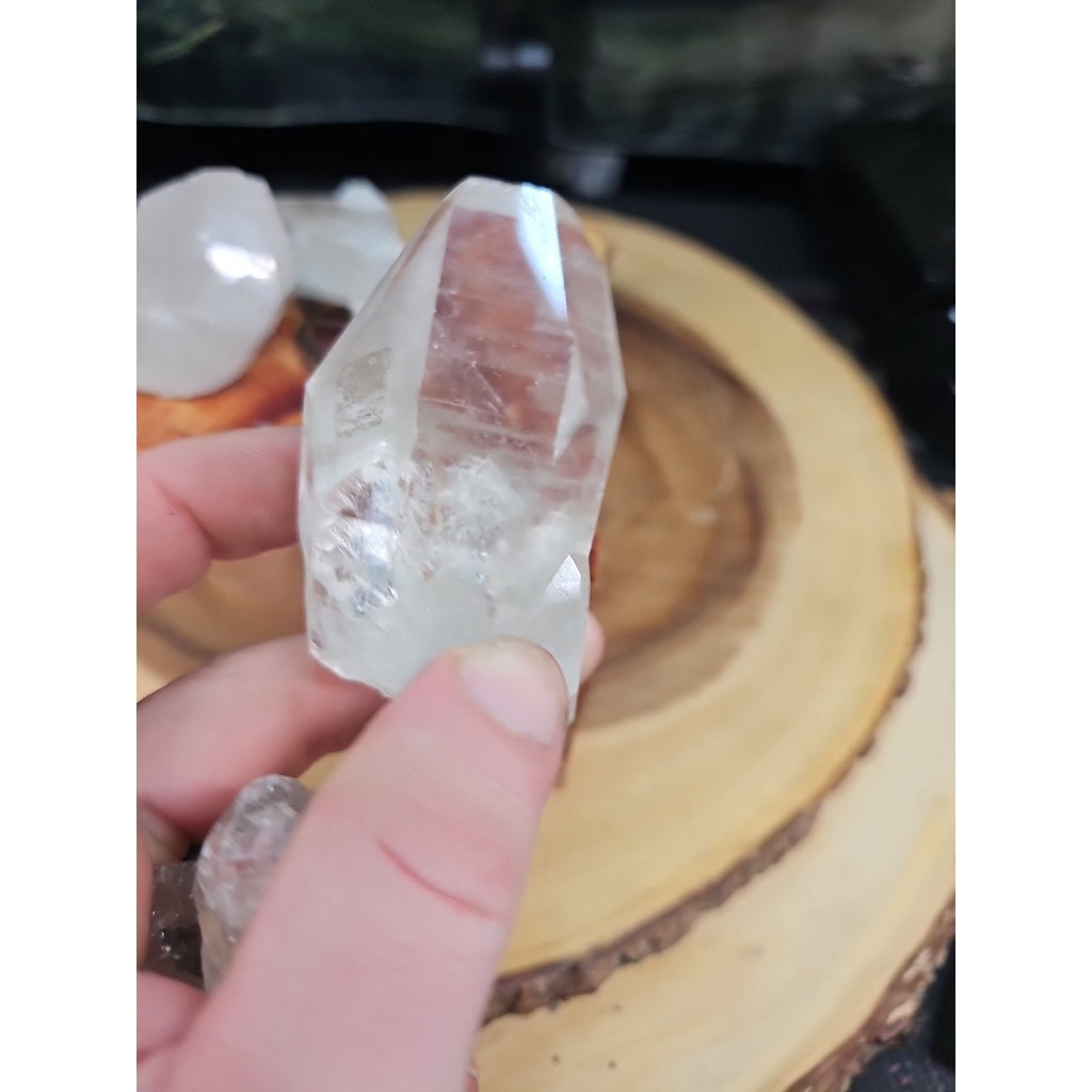 Brazilian Quartz Crystal W/wood Base .77lb Crystals by CrystalCloud Company