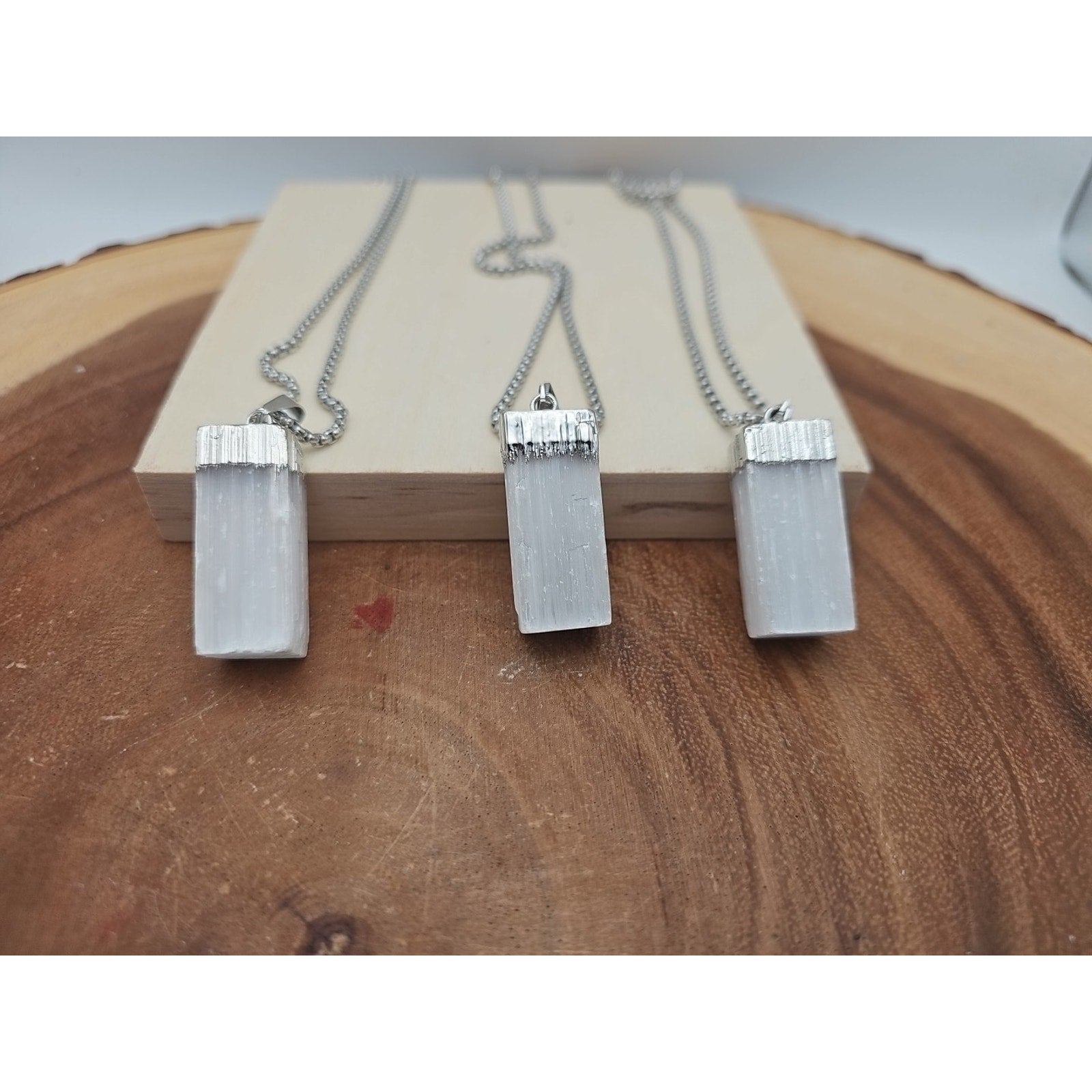 Selenite Crystal Necklace 1 Each W/Chain by CrystalCloud Company