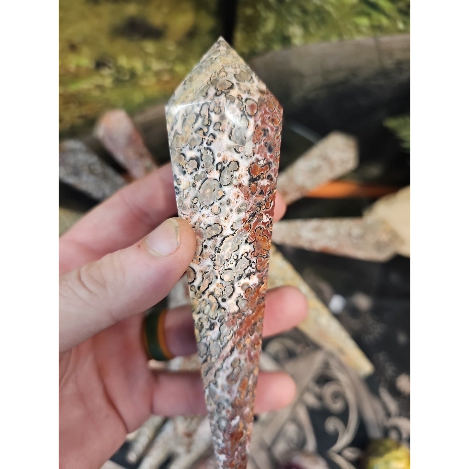 Natural Leopard Skin Jasper Crystal Scepter .40 Avg by CrystalCloud Company