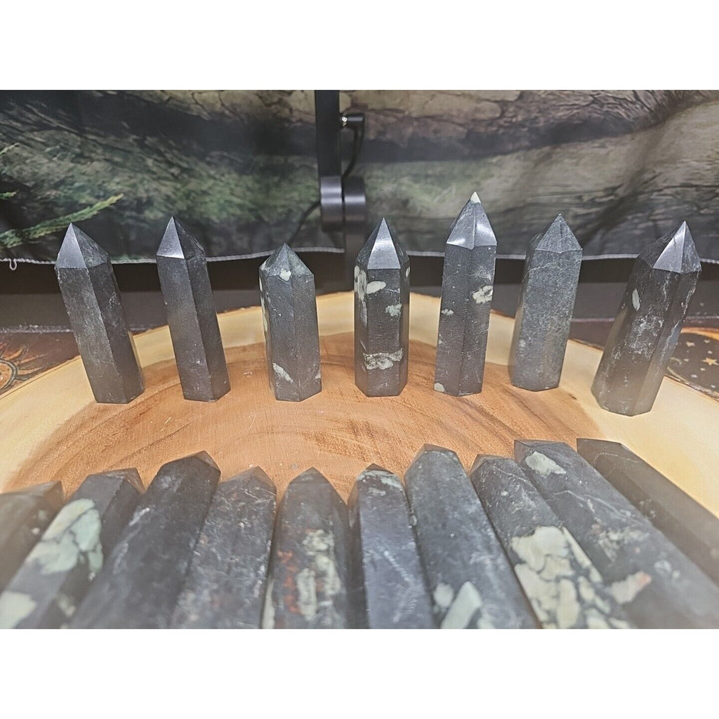 .74lbs Avg 4Pcs Natural Plum Blossom Jasper Crystal Point Tower Polished Healing by CrystalCloud Company