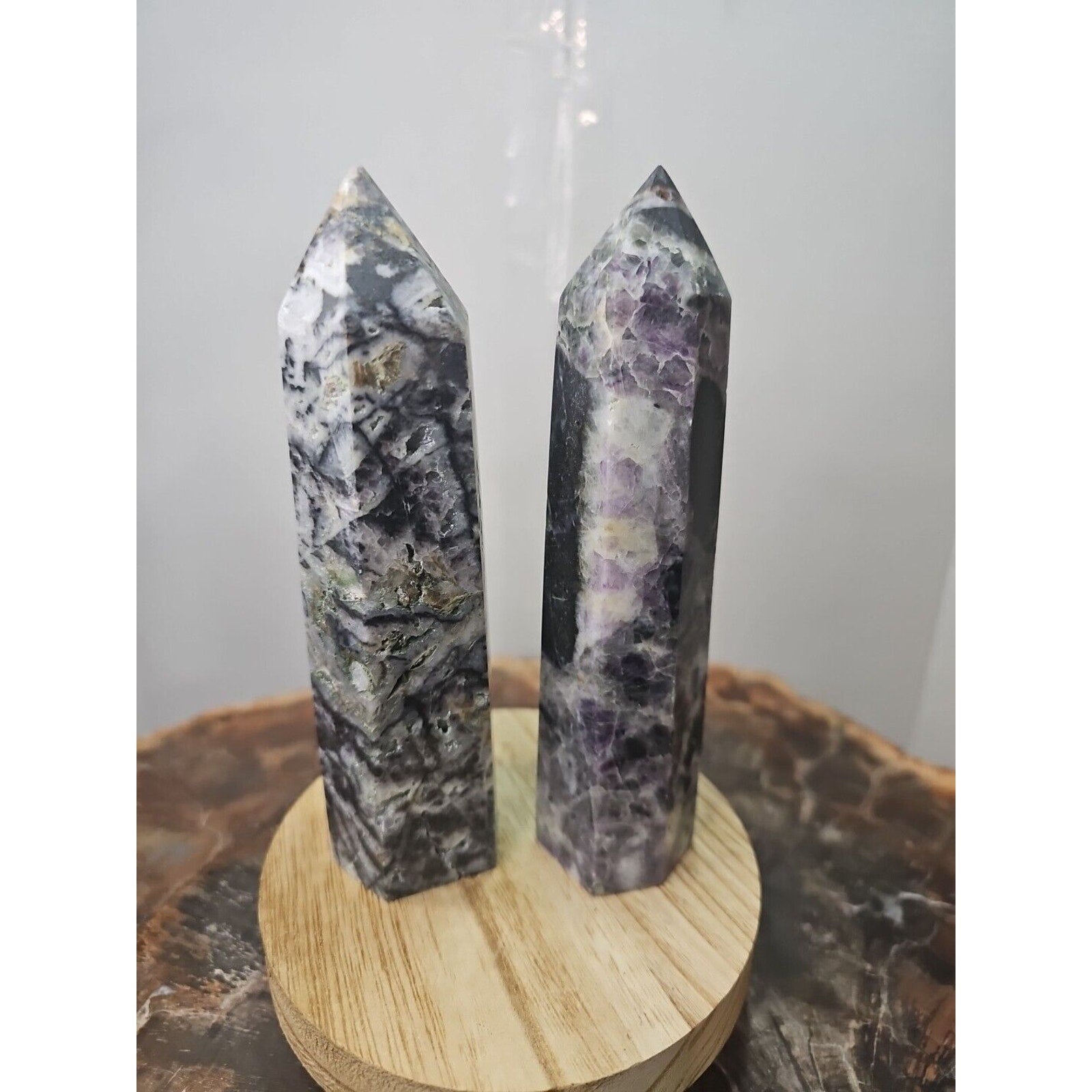 2Pcs Natural Purple Fluorite Quartz Crystal Point Tower Polished by CrystalCloud Company