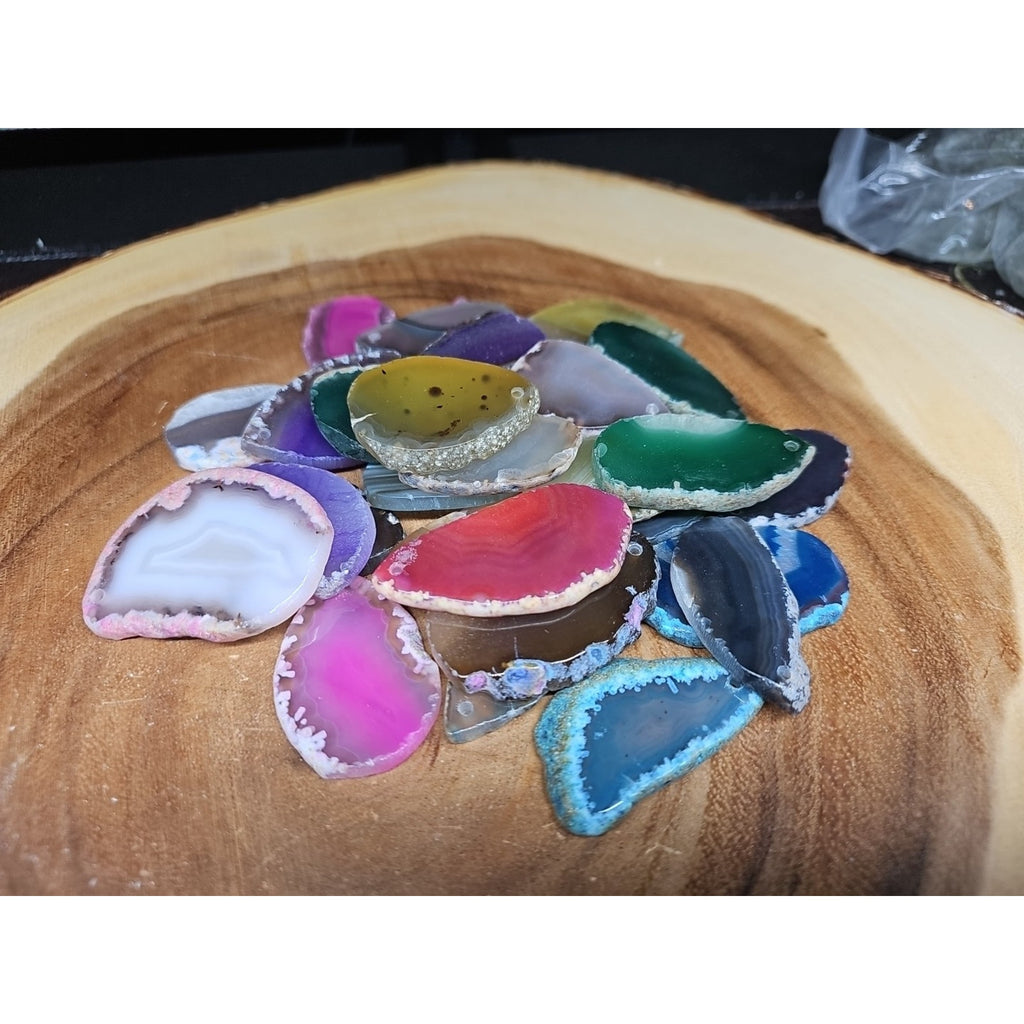 10 agate slices lot W/hole For Pendant by CrystalCloud Company