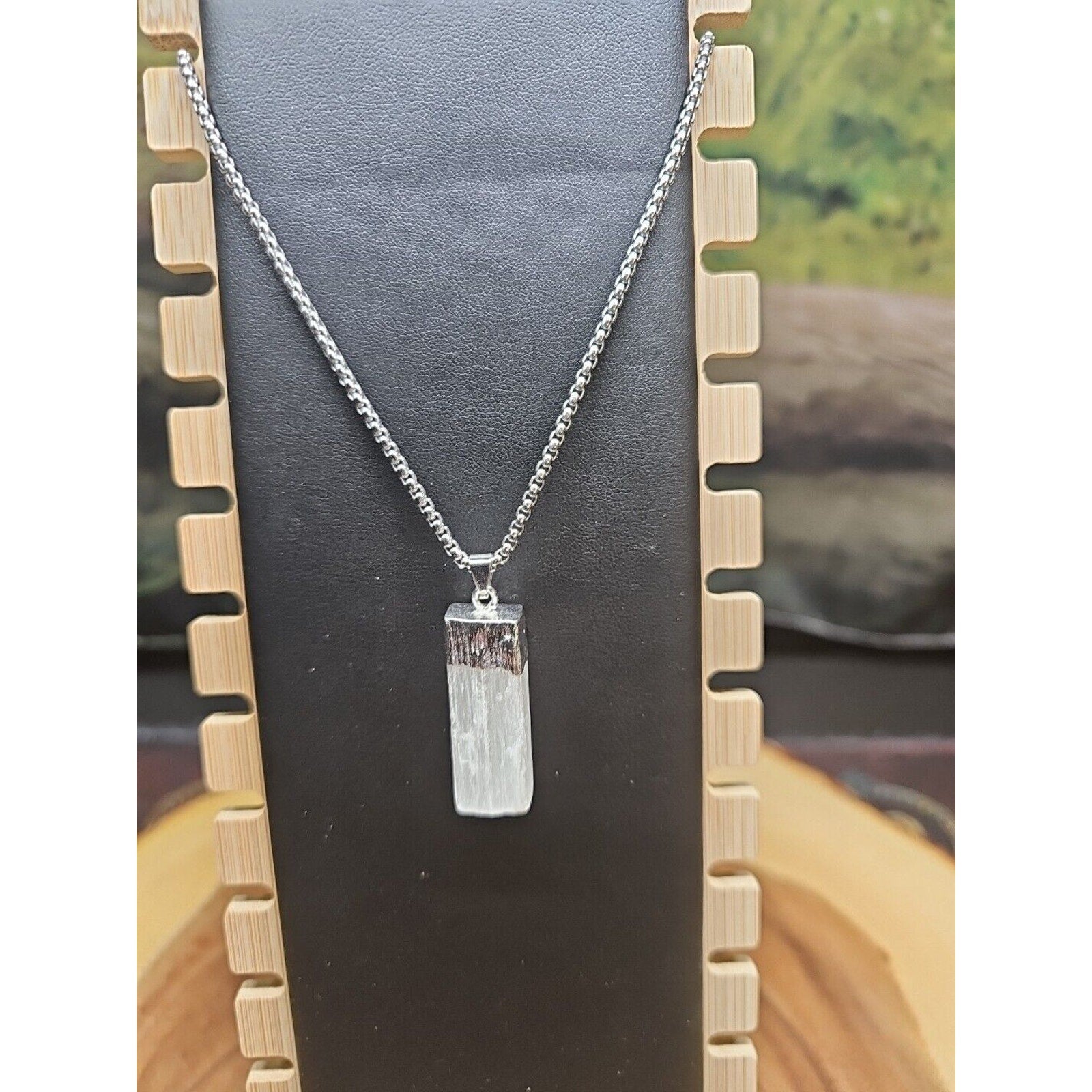 Hexagon Selenite Crystal Necklace - 18in Stainless Steel Chain | CrystalCloud Company by CrystalCloud Company
