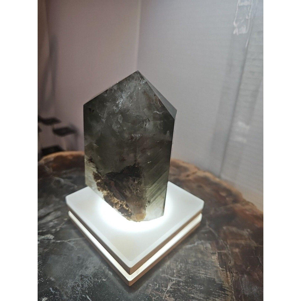 1.73LB Natural Green Ghost Phantom Quartz Crystal Obelisk Wand Point Healing. by CrystalCloud Company