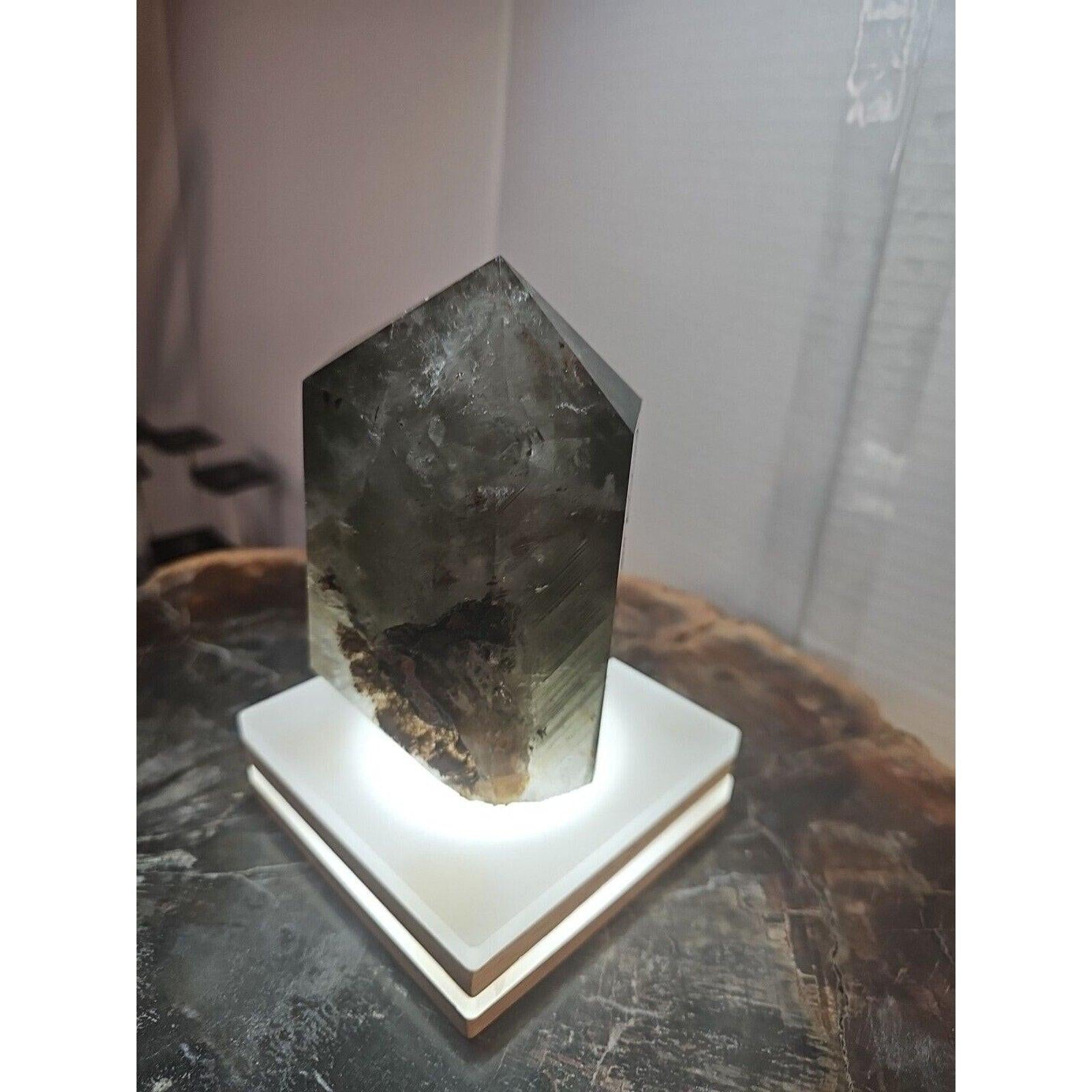 1.73LB Natural Green Ghost Phantom Quartz Crystal Obelisk Wand Point Healing. by CrystalCloud Company