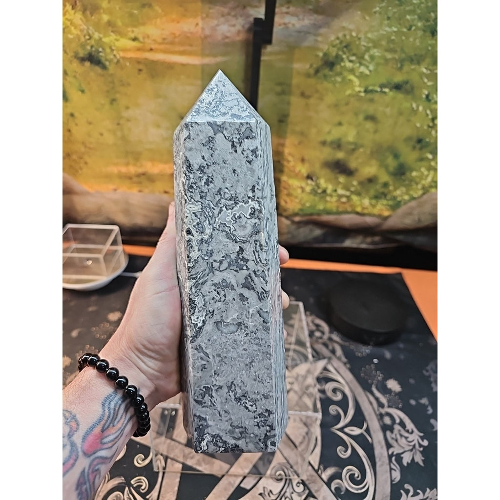 4.83lb 10in Tall Crazy Lace Jasper Crystal Point Tower Healing by CrystalCloud Company