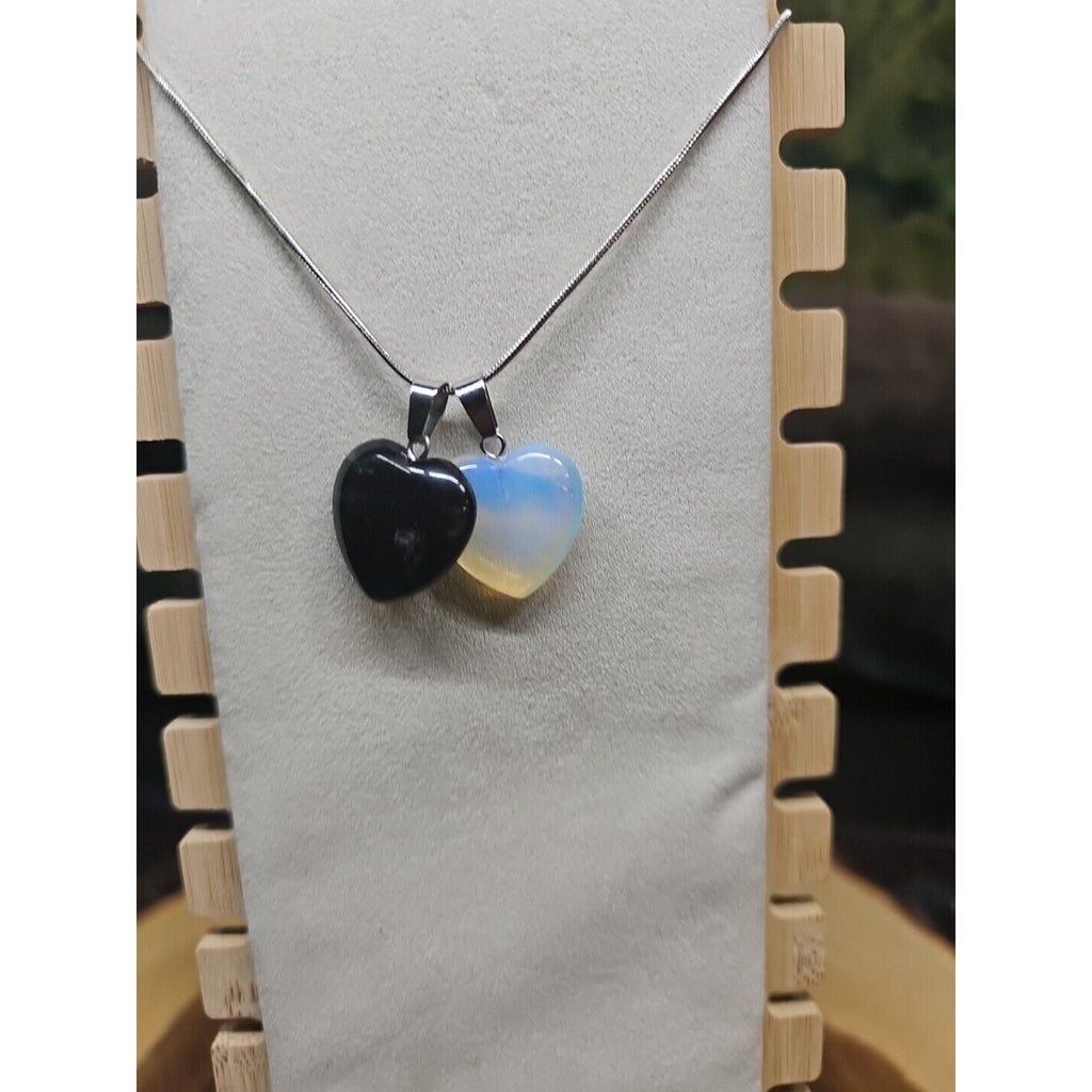 Pendant Necklace 16in Silver Chain Agate Heart by CrystalCloud Company