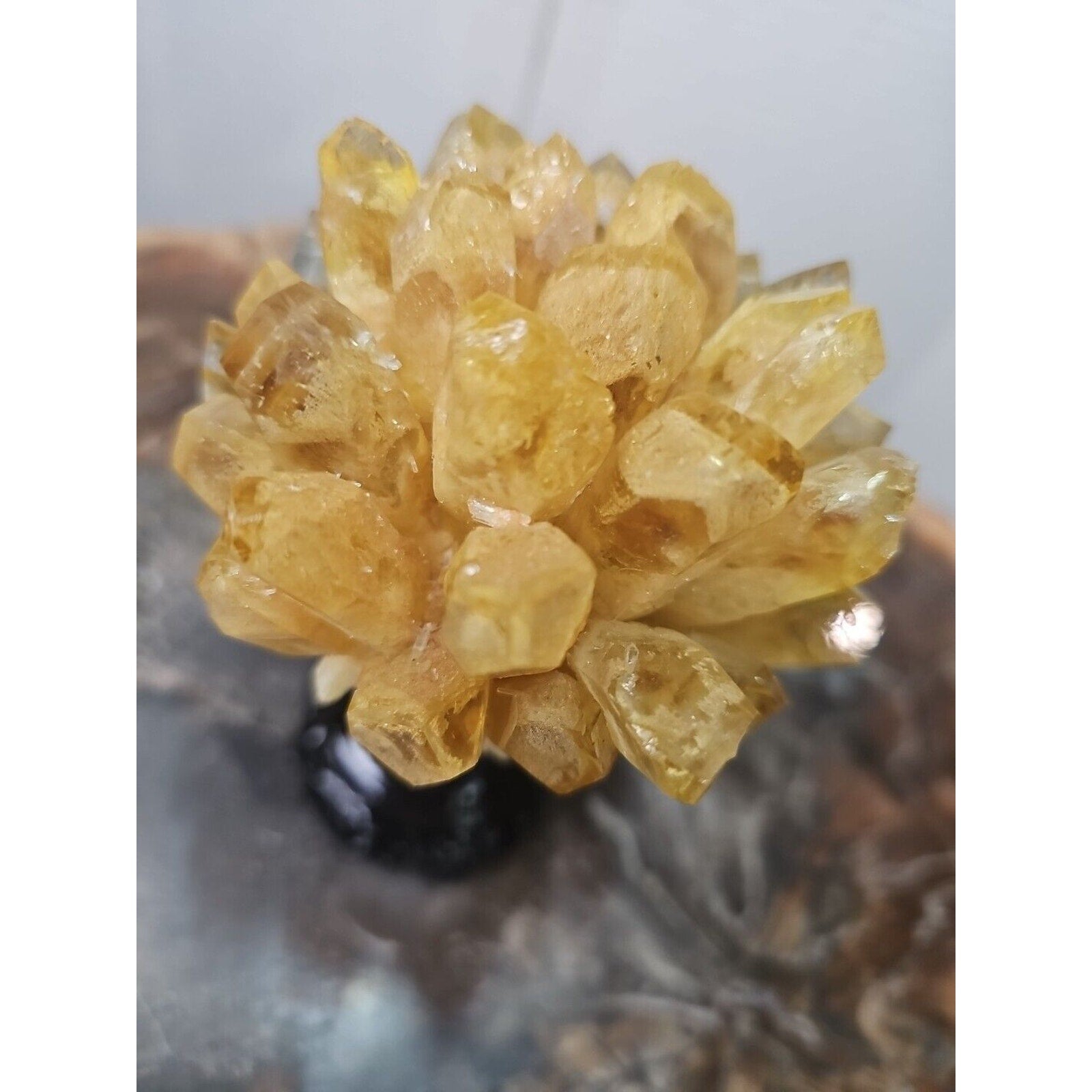1.12LB Yellow Phantom Quartz Crystal Cluster Mineral Specimen W/Stand by CrystalCloud Company