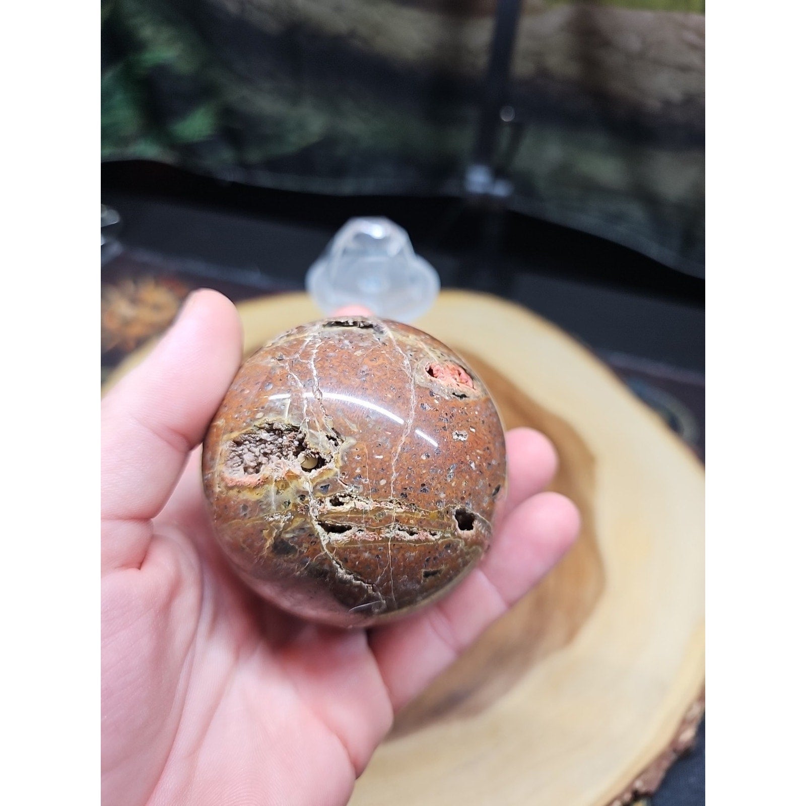 .91LB Natural Vesuvianite Agate Carnelian Crystal Geode Sphere Ball Healing by CrystalCloud Company